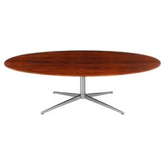 Vintage Knoll International Oval Rosewood Dining Table with Chrome Pedestal