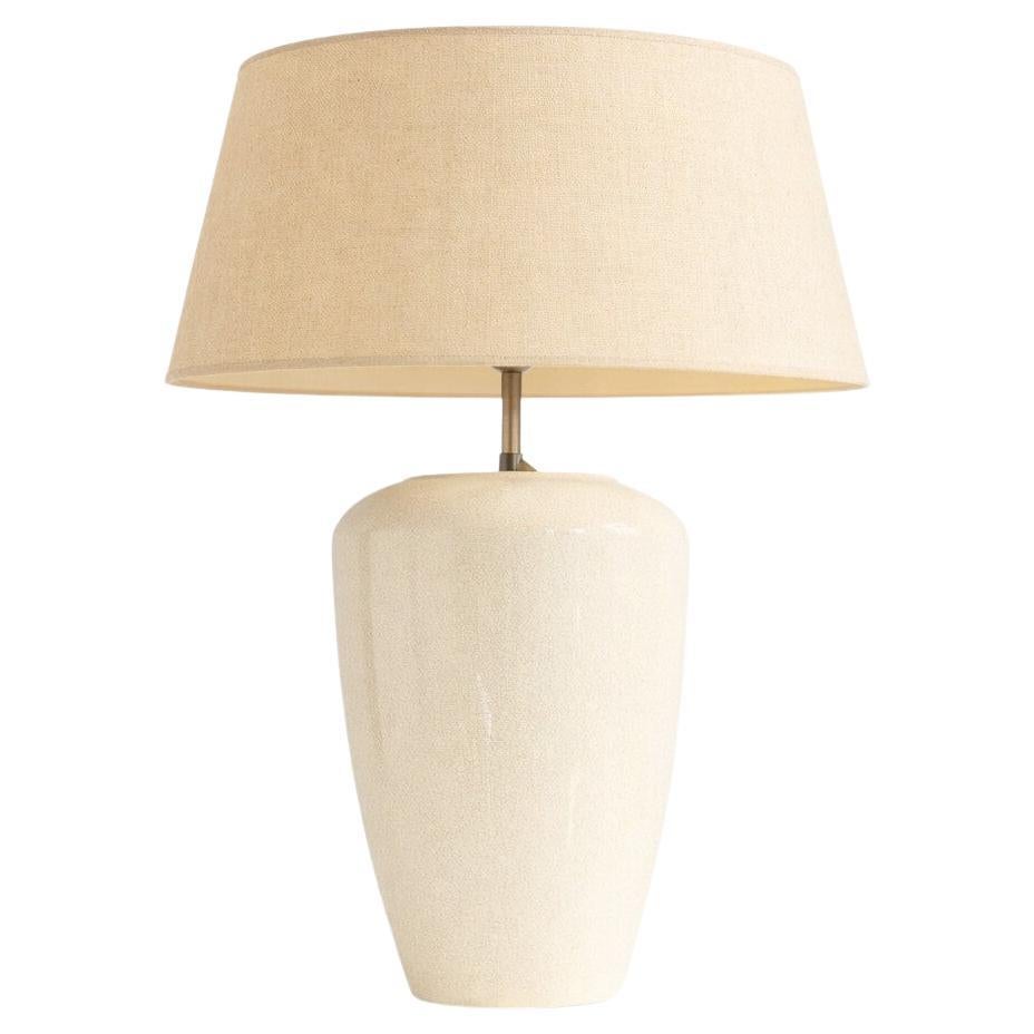 Faiencerie de Charolles Signed 2Oth Century Table Lamp in Beige Ceramic For Sale
