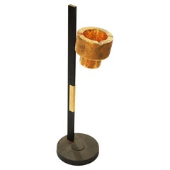 Vintage 20th Century Stand Ashtray in Black and Gold Metal