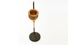Vintage 20th Century Stand Ashtray in Black and Gold Metal