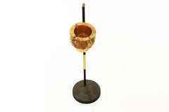 Vintage 20th Century Stand Ashtray in Black and Gold Metal