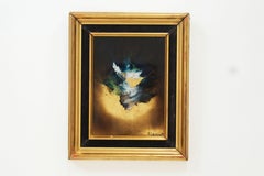 Peintures signées d'André Laurent du XXe siècle, techniques mixtes : acrylique sur feuille d'or