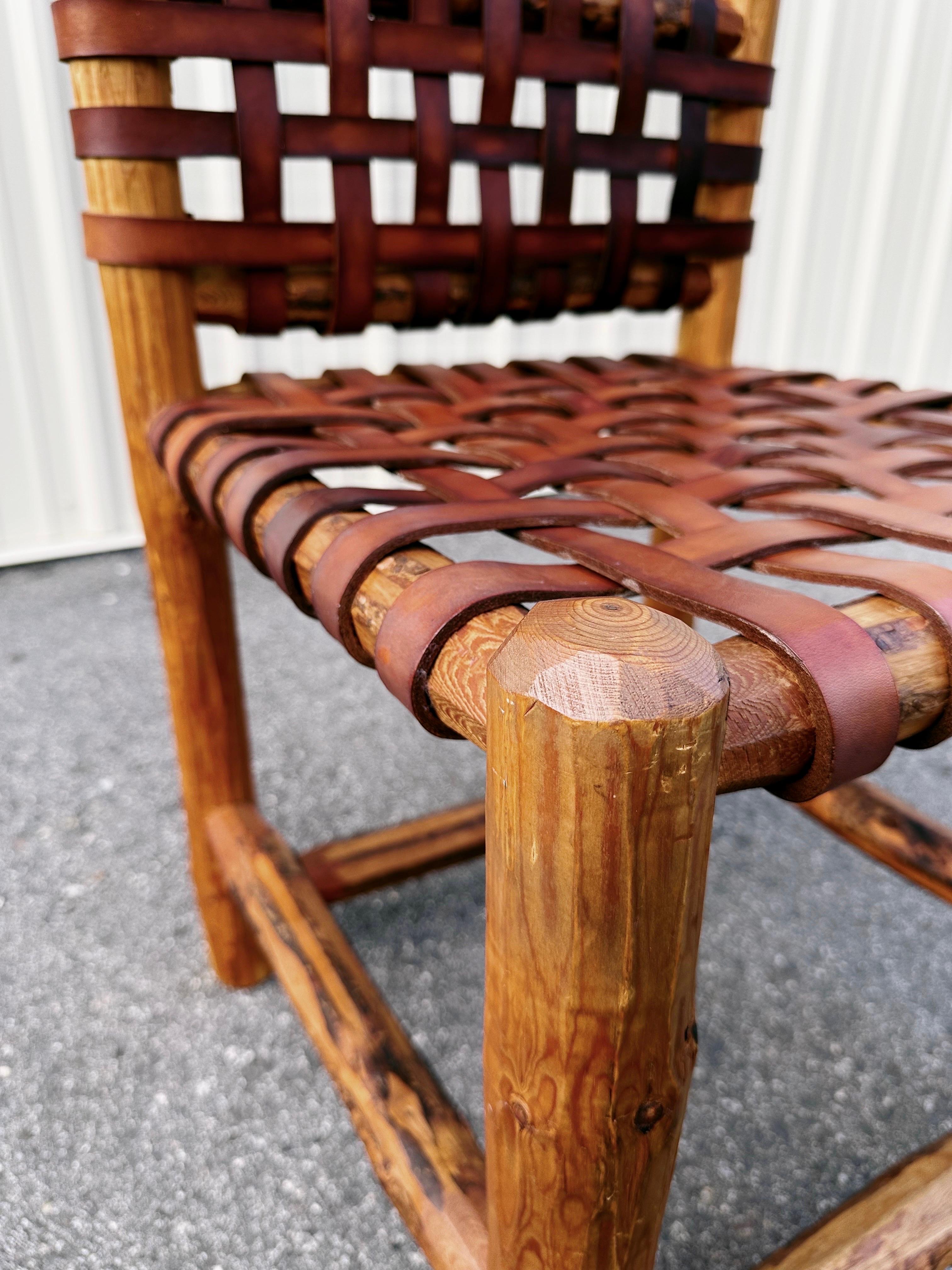 Cuir Chaises de salle à manger rustiques et anciennes en tissu italien, années 1900, ensemble de 4 en vente
