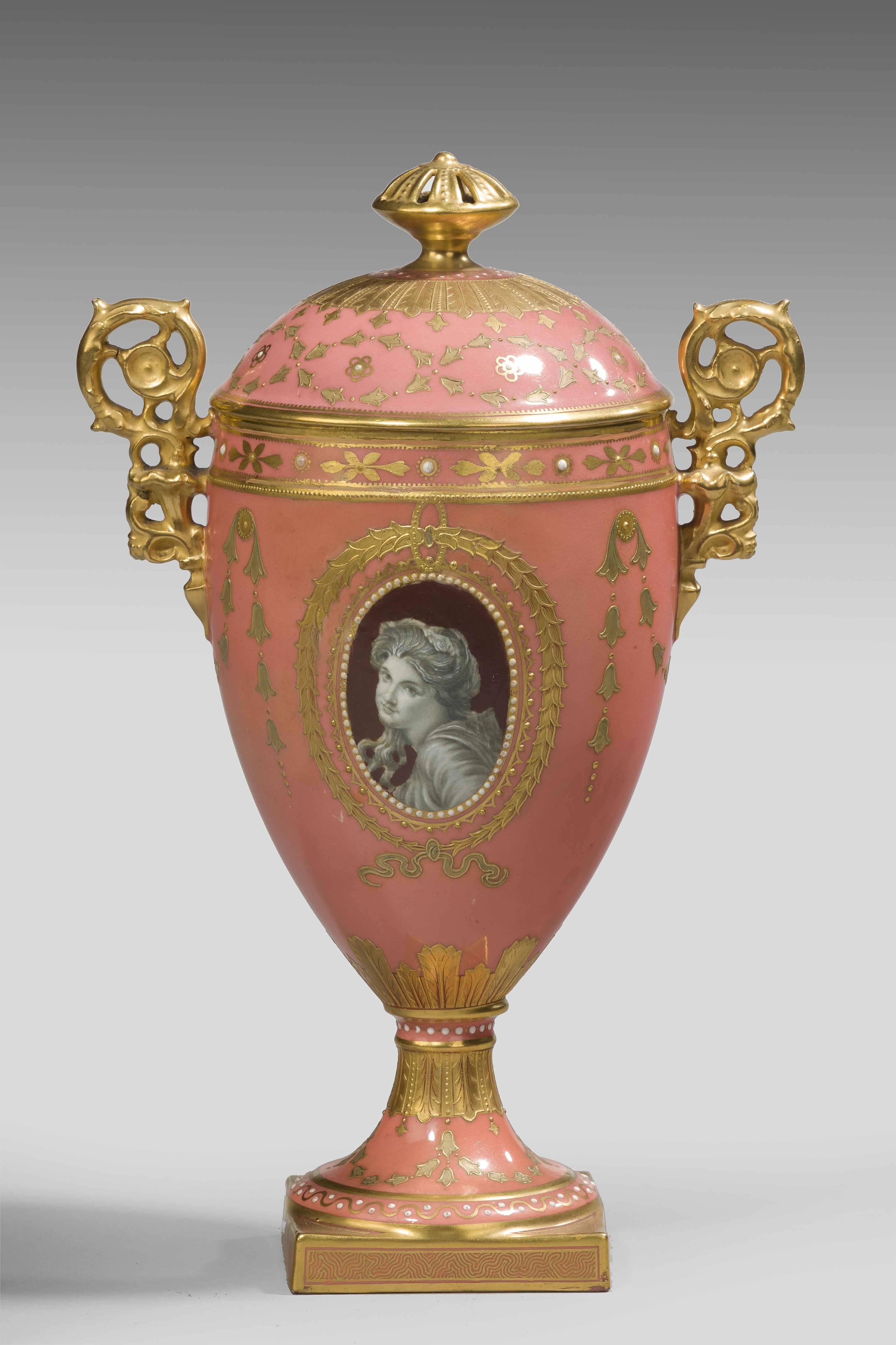 19th century derby lidded vase cost