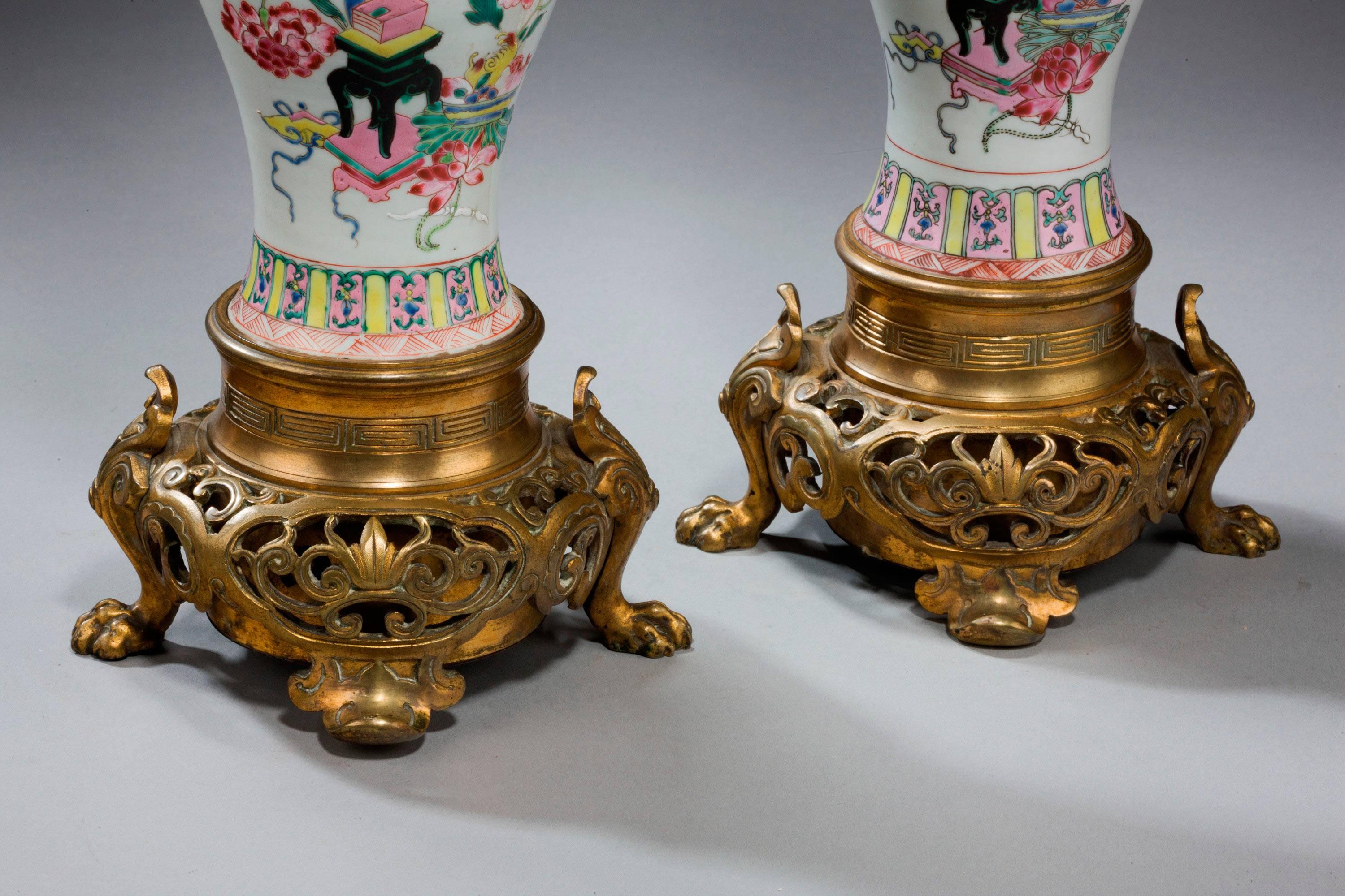 Pair of 19th Century Canton Porcelain Lamps 1