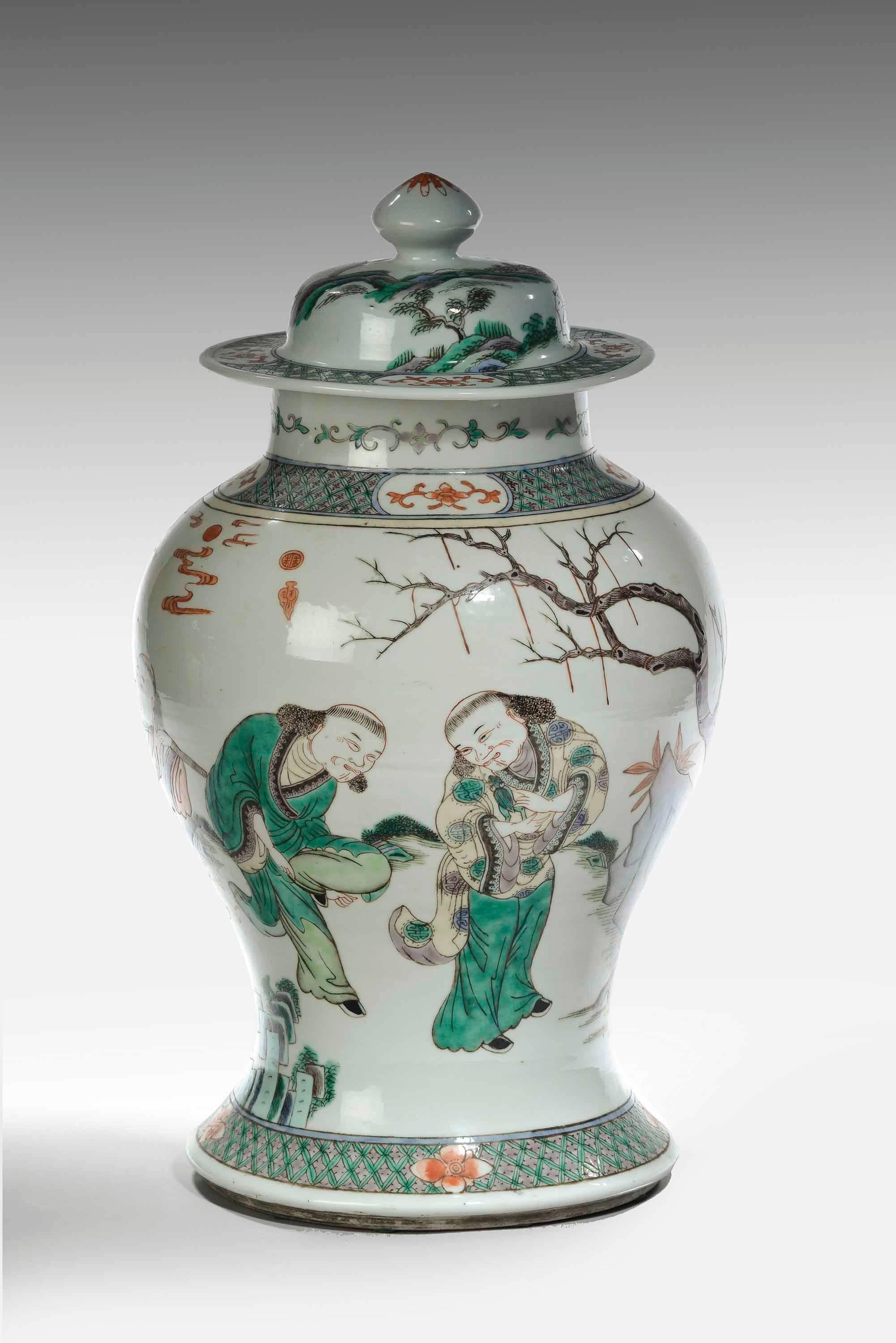 Chinese 19th Century Famiille Verte Porcelain Vase