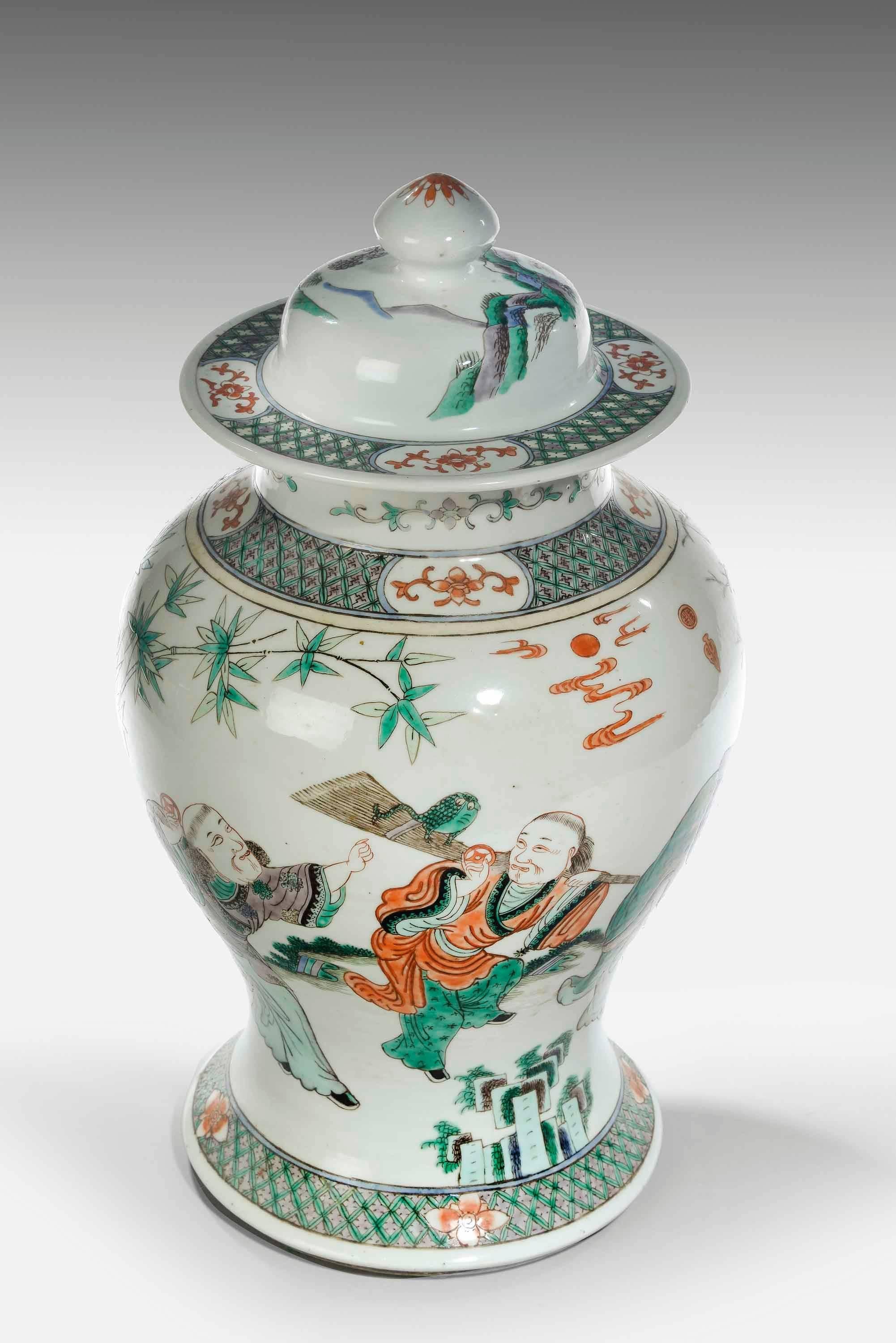 19th Century Famiille Verte Porcelain Vase In Excellent Condition In Peterborough, Northamptonshire