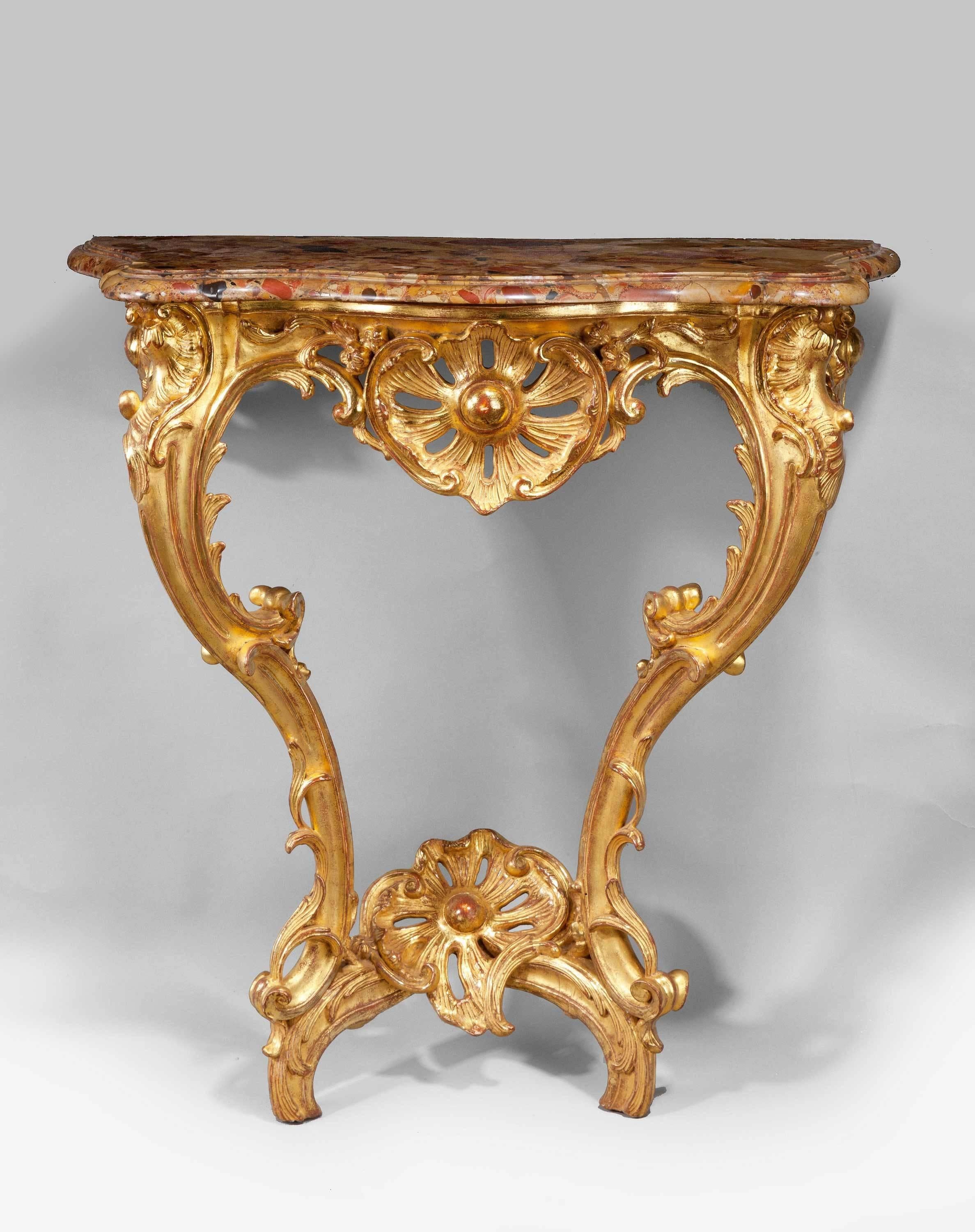 French Louis XV Giltwood Console Table