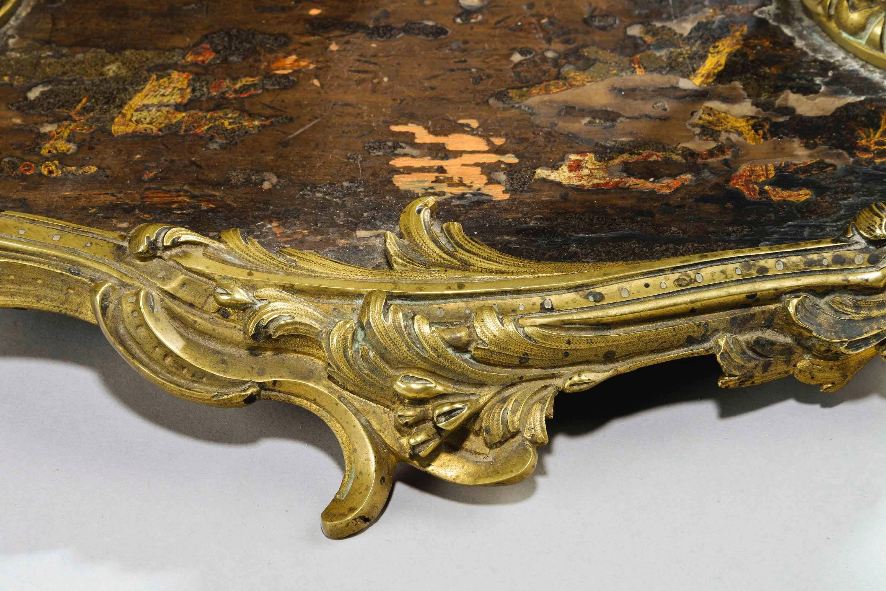 Rare 19th Century Gilt Bronze and Chinese Lacquered Inkwell 5