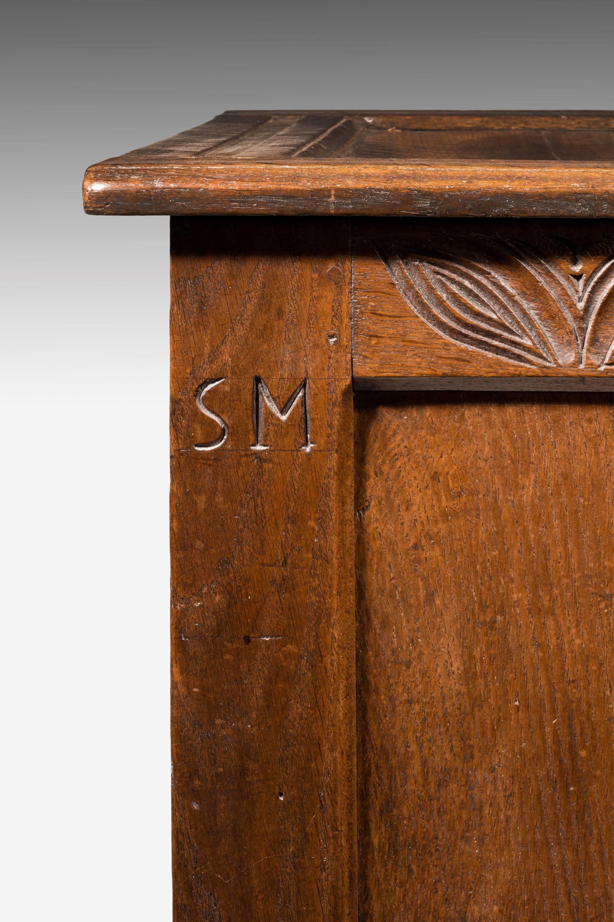 English Early 18th Century Oak Three-Paneled Kist