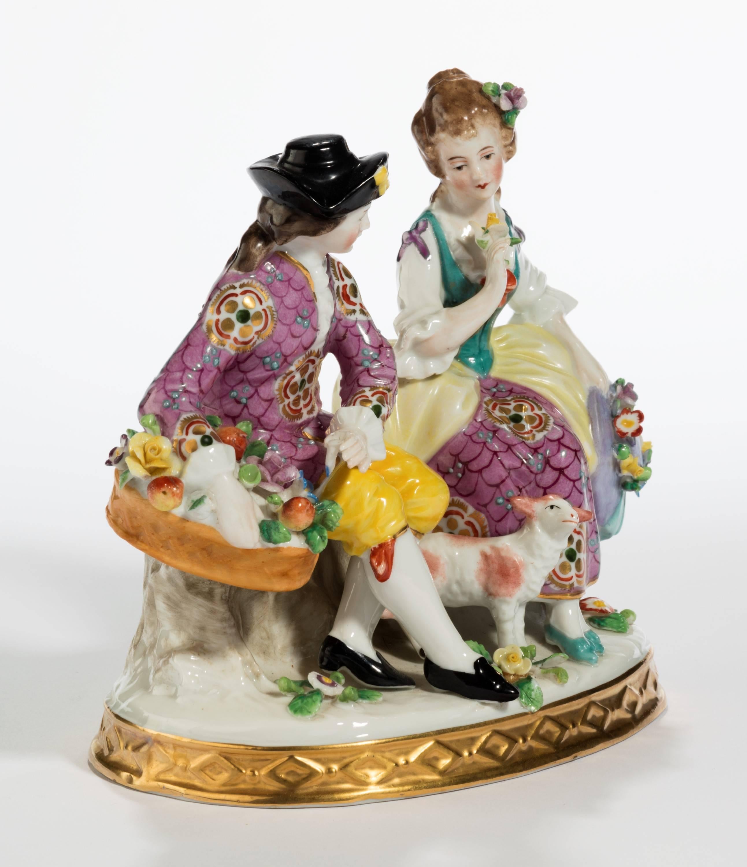 English Pair of Late 19th Century Models of a Young Man and a Lady