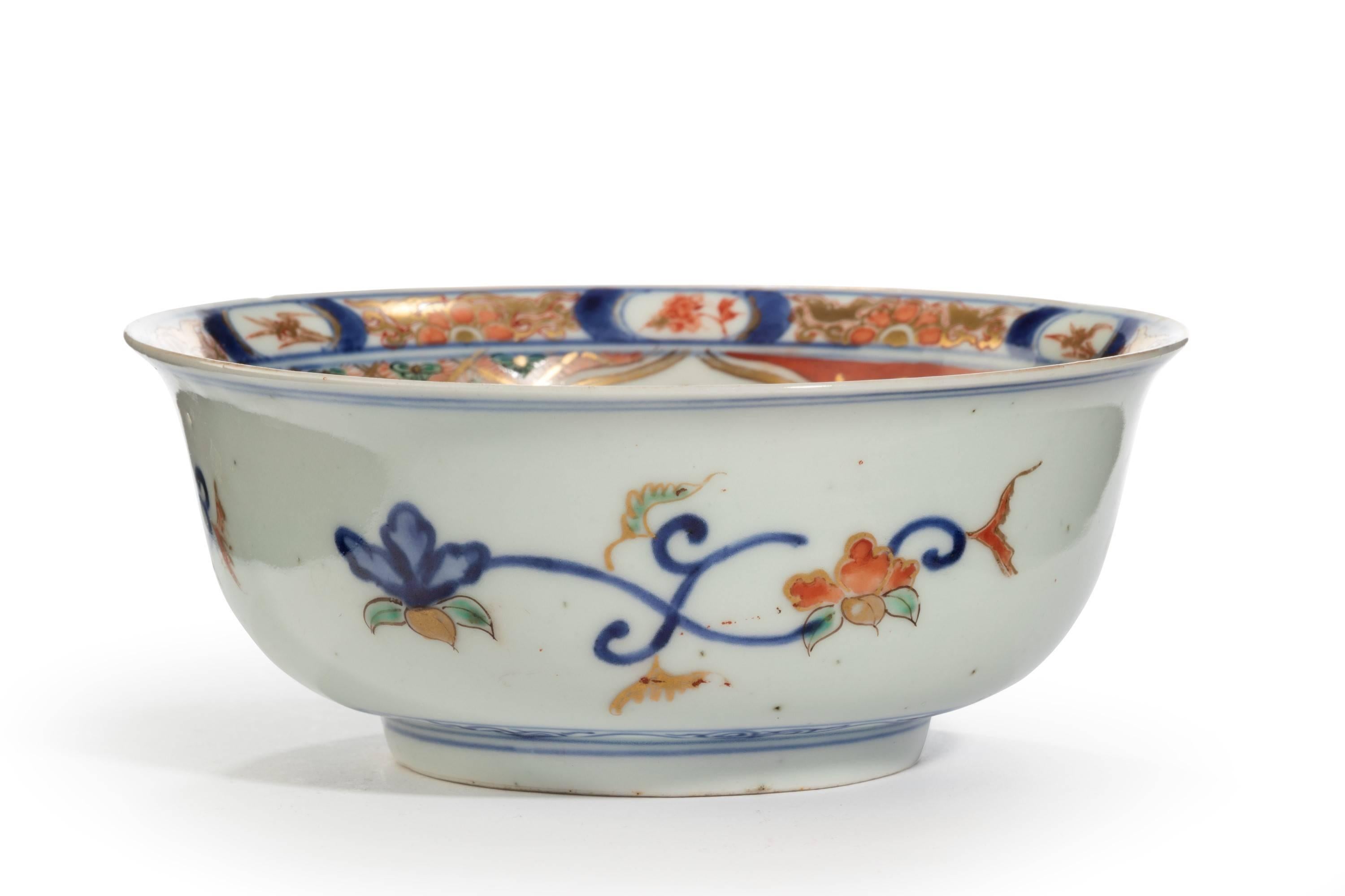 A Japanese Imari bowl. Very well decorated interior. With six character marks to the base.