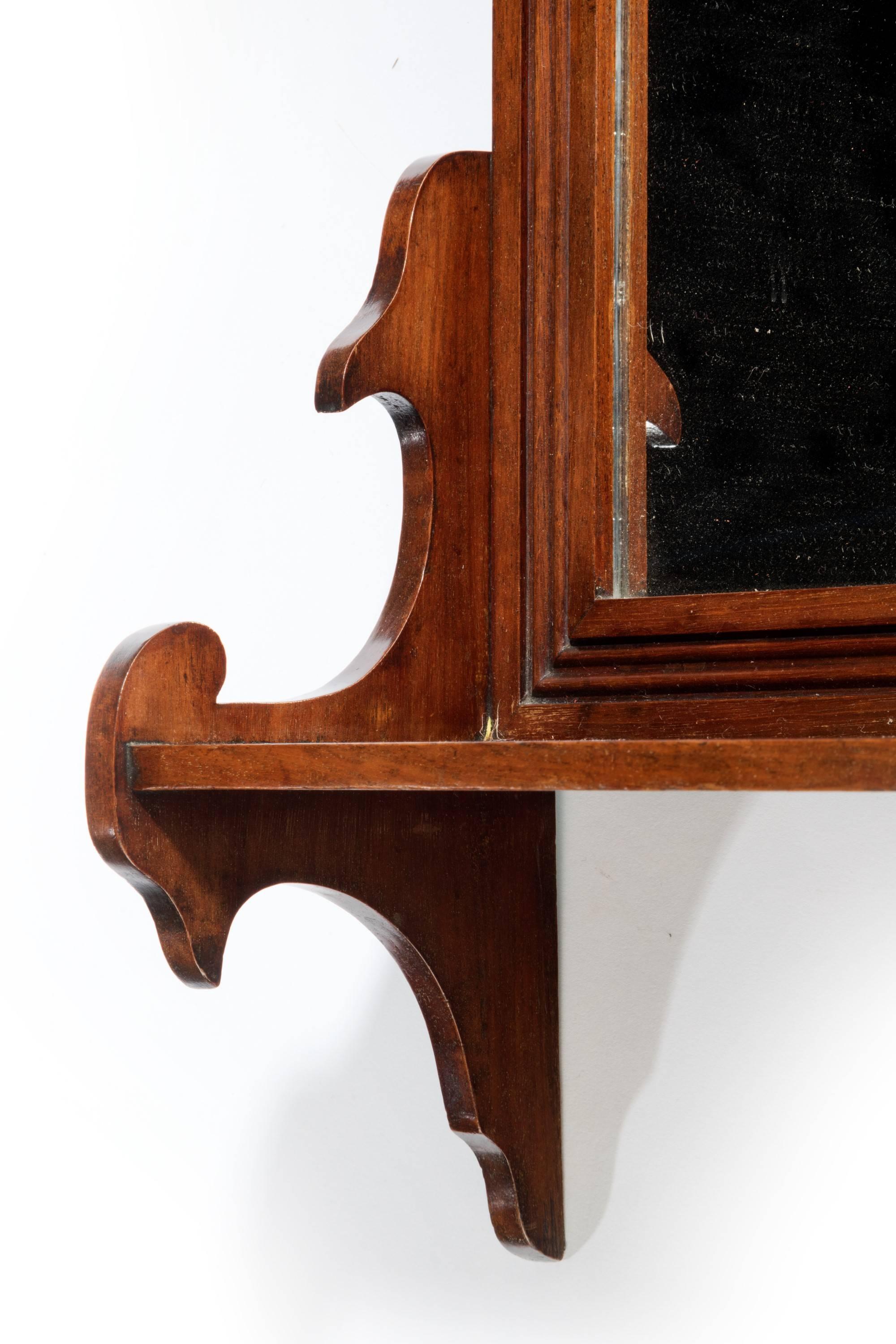 English Late 19th Century Walnut Hanging Mirror and Tidy