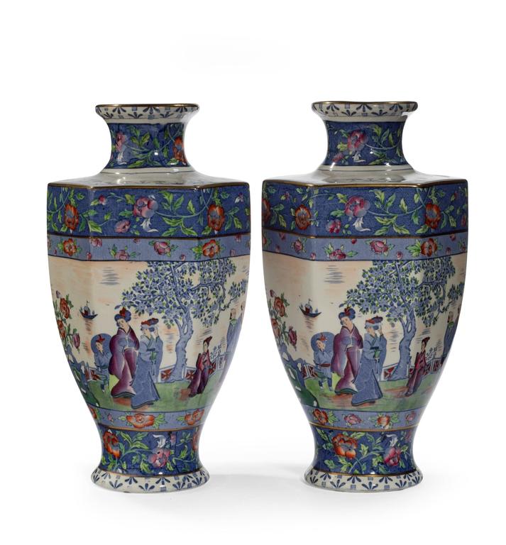 Pair of Late 19th Century Stoke on Trent Pottery Vases at 1stDibs