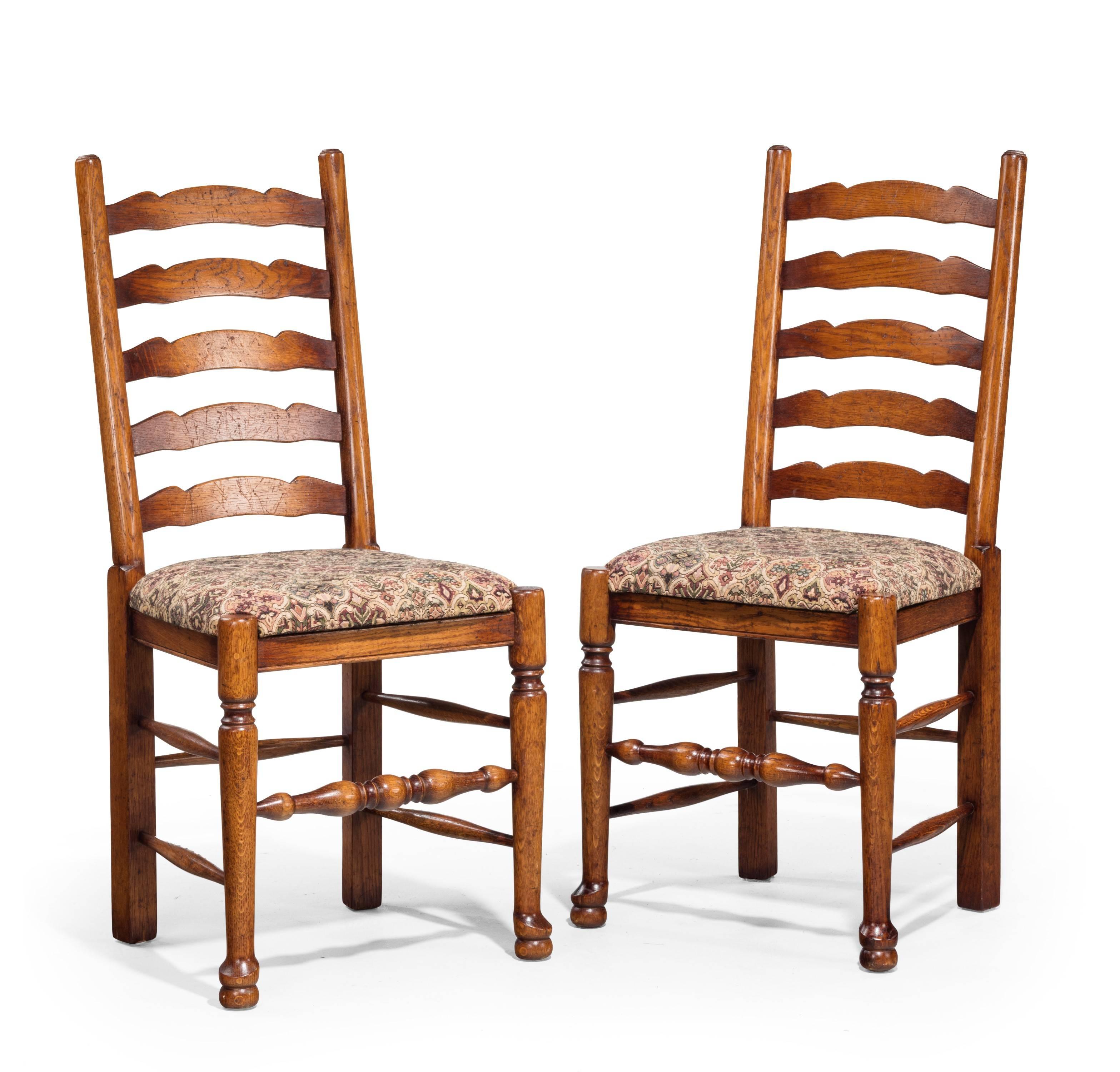 Set of Eight 20th Century Oak Ladder Back Single Chairs at 1stDibs