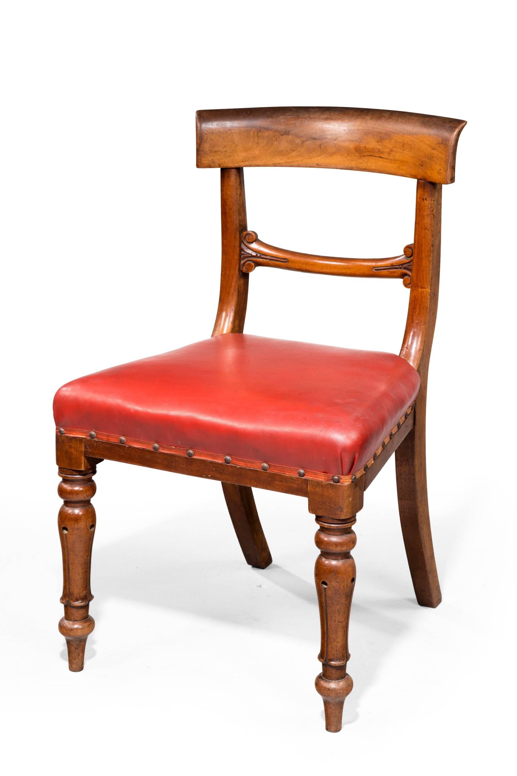 English Set of Seven Early Victorian Mahogany Dining Chairs