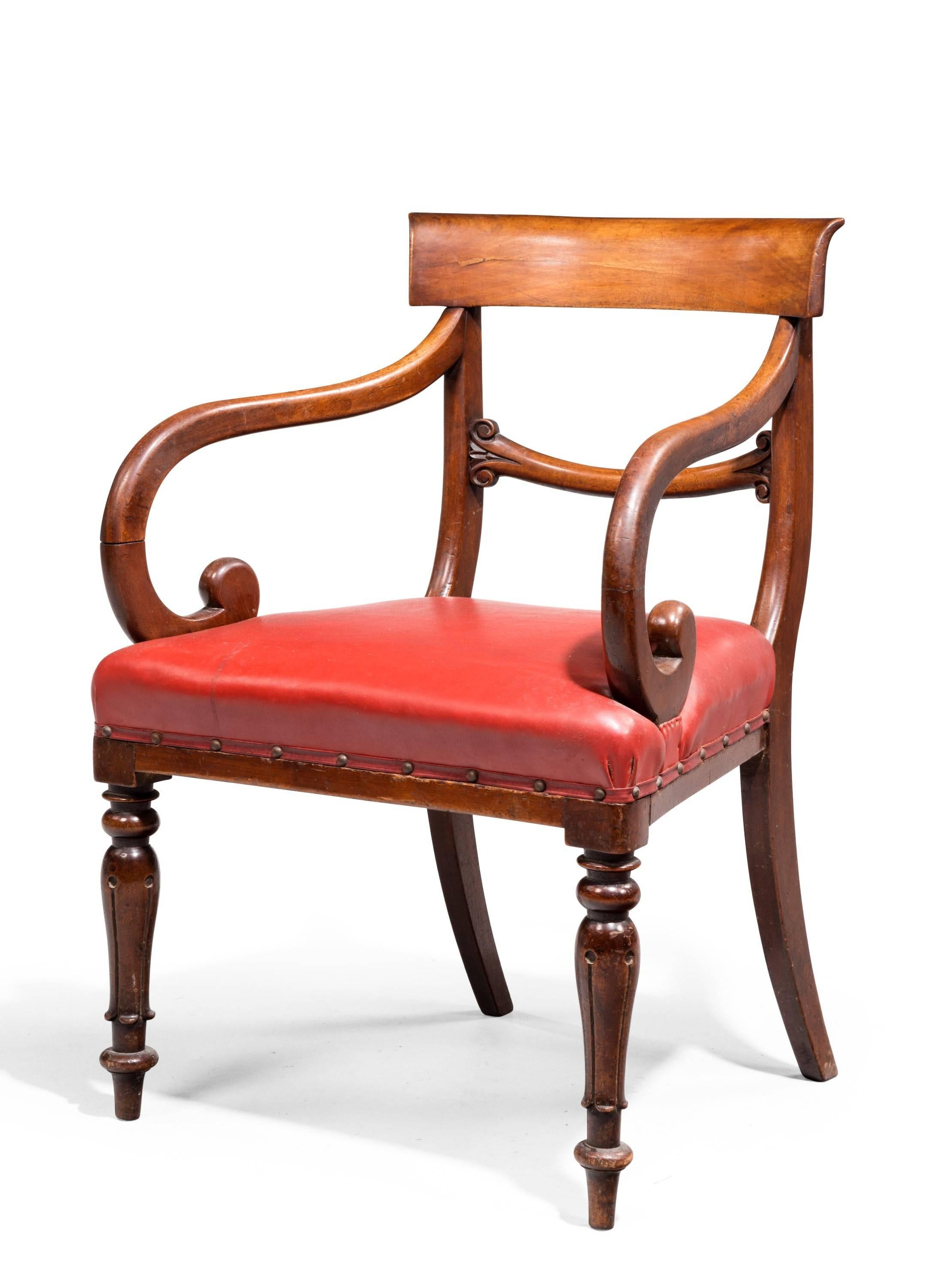 19th Century Set of Seven Early Victorian Mahogany Dining Chairs