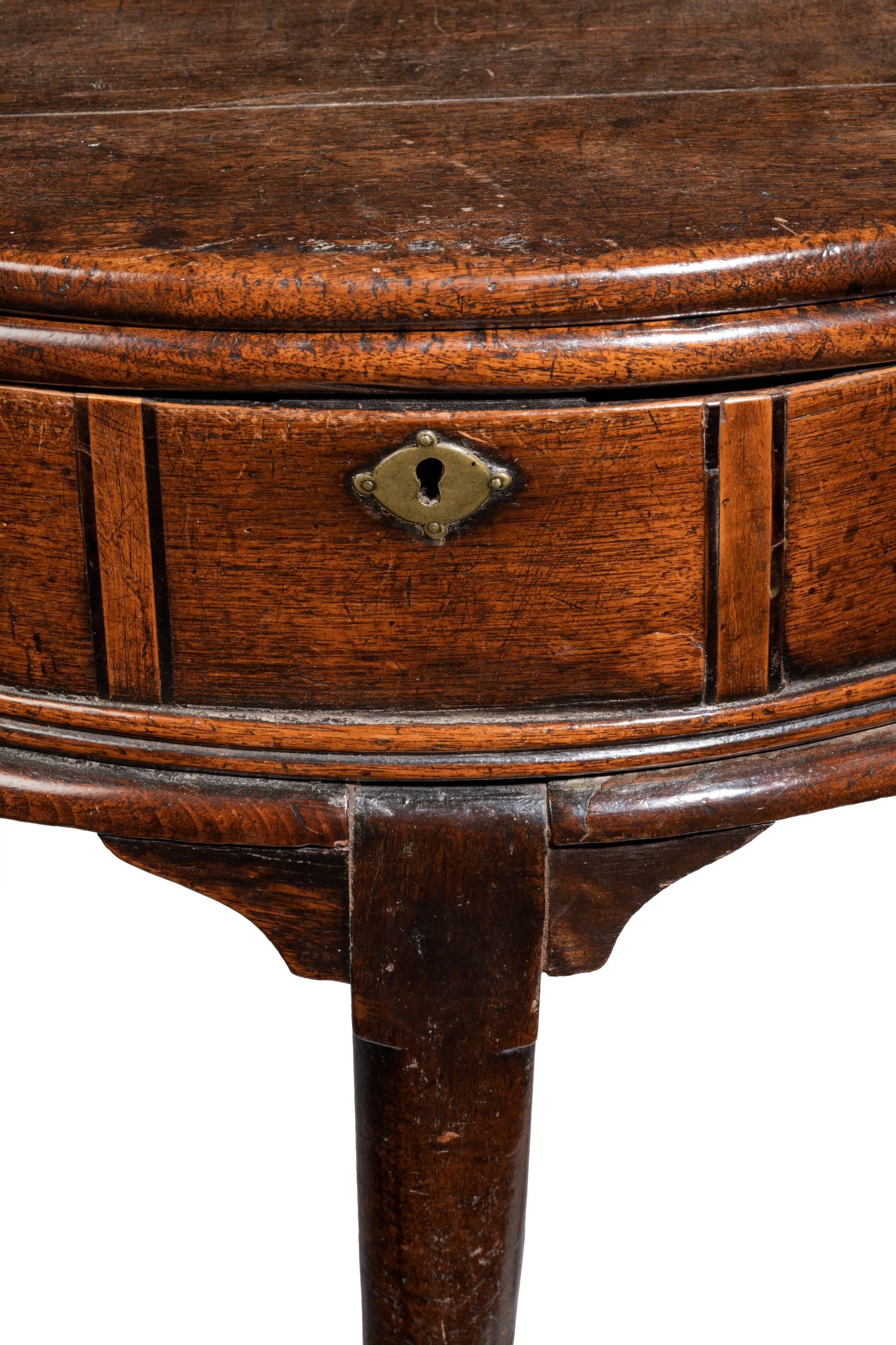 18th Century Queen Anne Walnut Demilune Turn Over Table