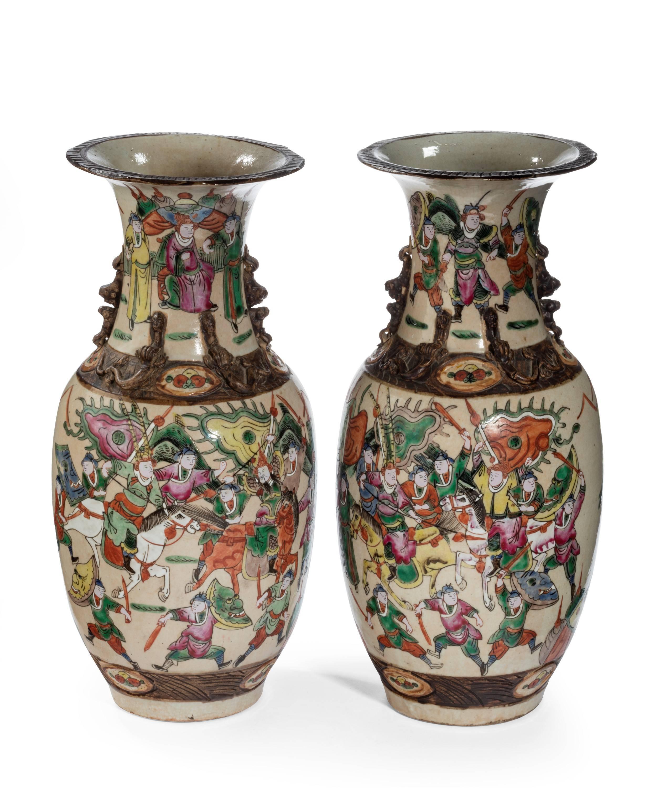 English Pair of Late 19th Century Crackleware Vases