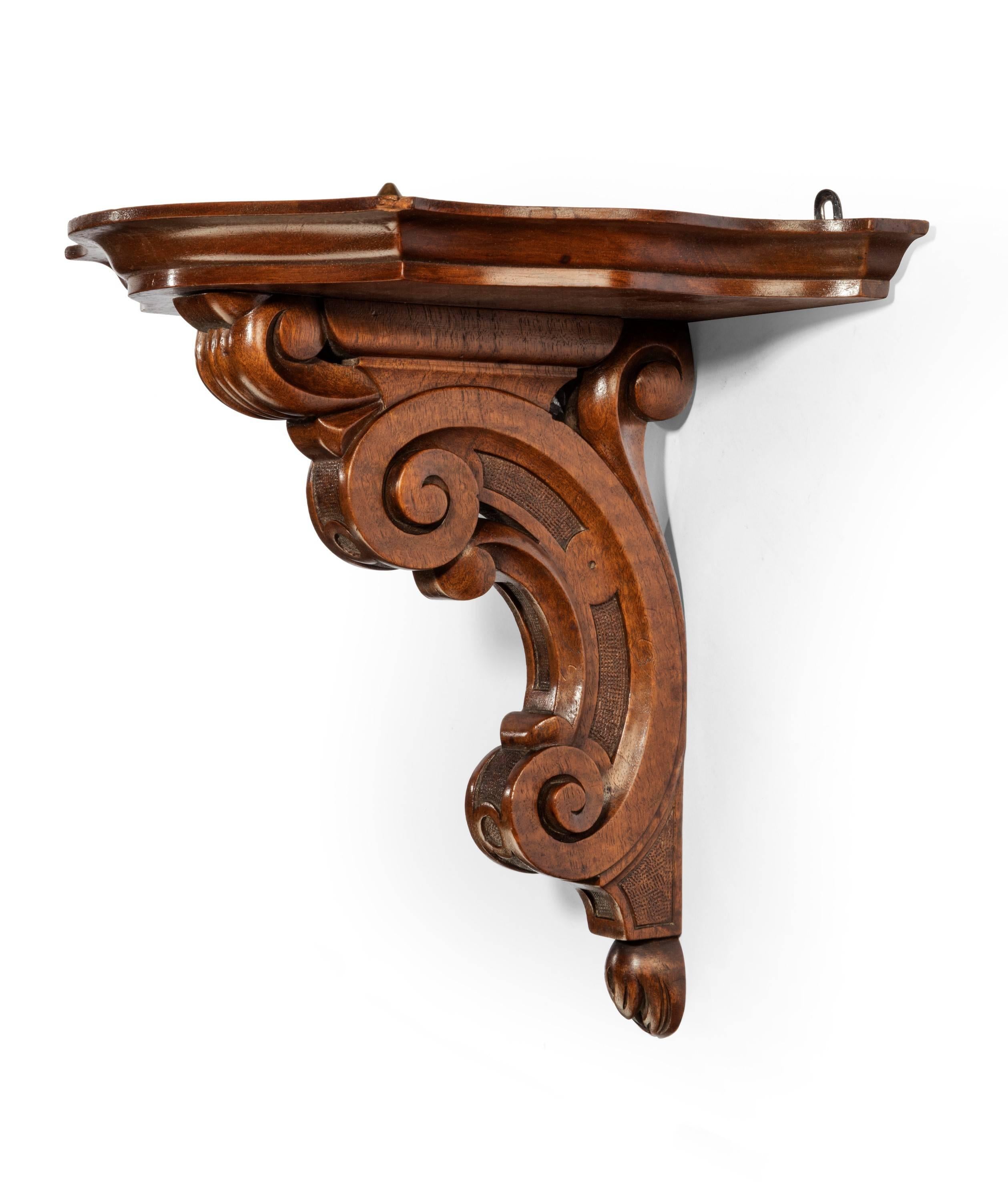 English Well Carved Victorian Walnut Bracket