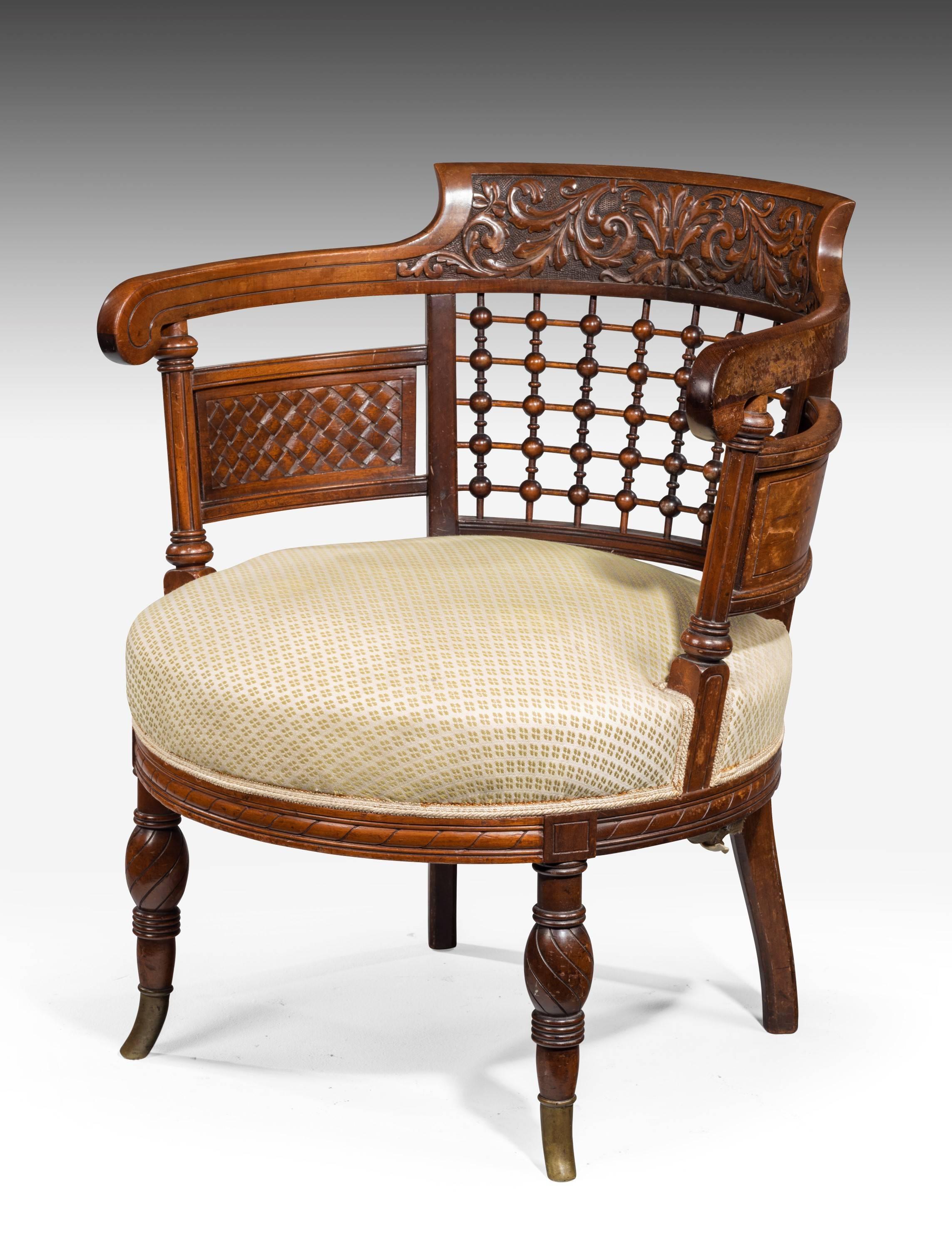 English Late 19th Century Mahogany Tub Chair