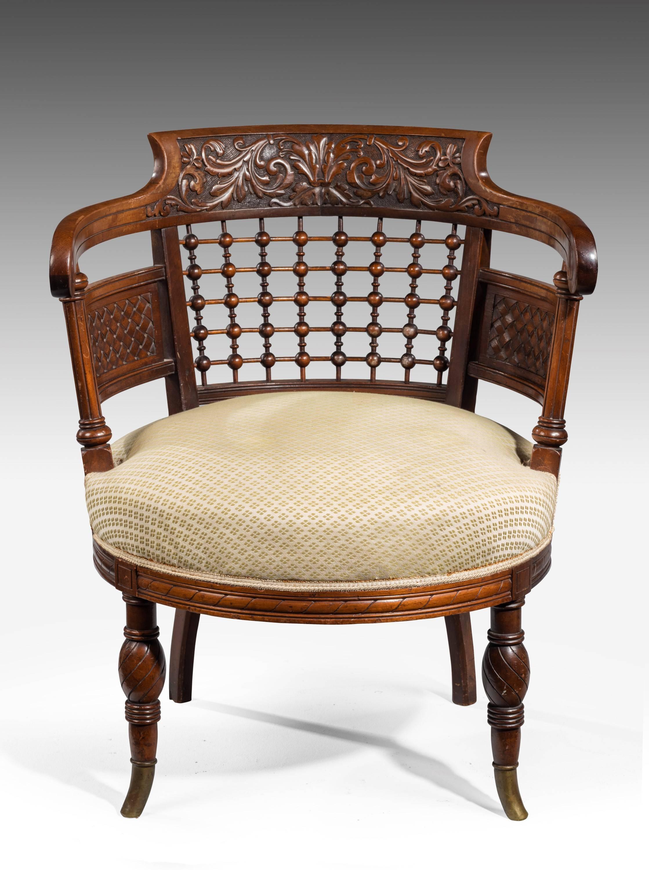 Late 19th Century Mahogany Tub Chair In Excellent Condition In Peterborough, Northamptonshire