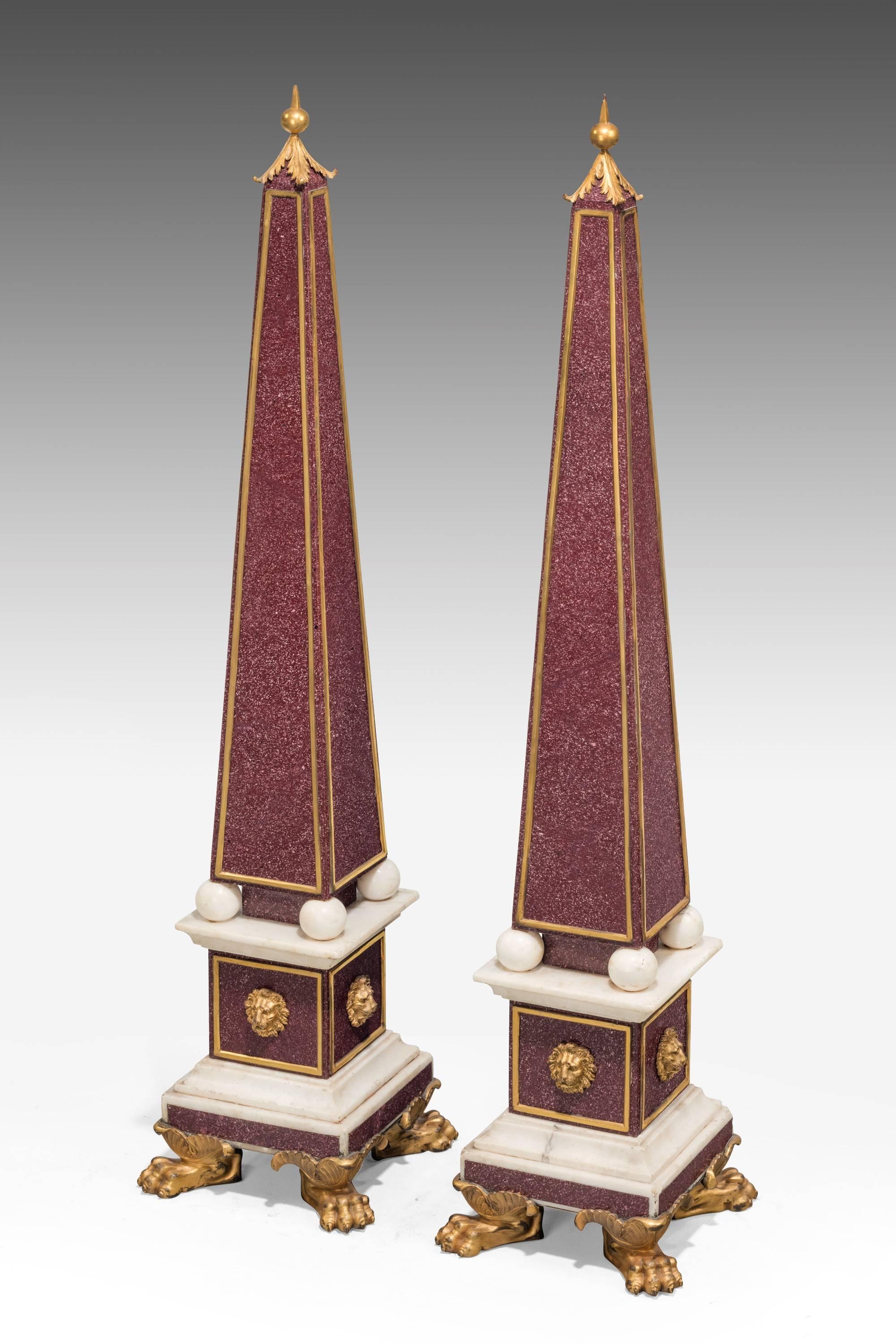 French Impressive Pair of Late 19th Century Obelisks