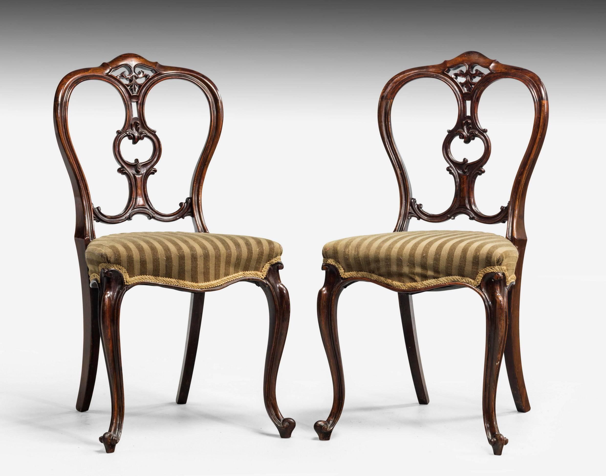 English Set of Six Mid-Victorian Balloon Back Chairs