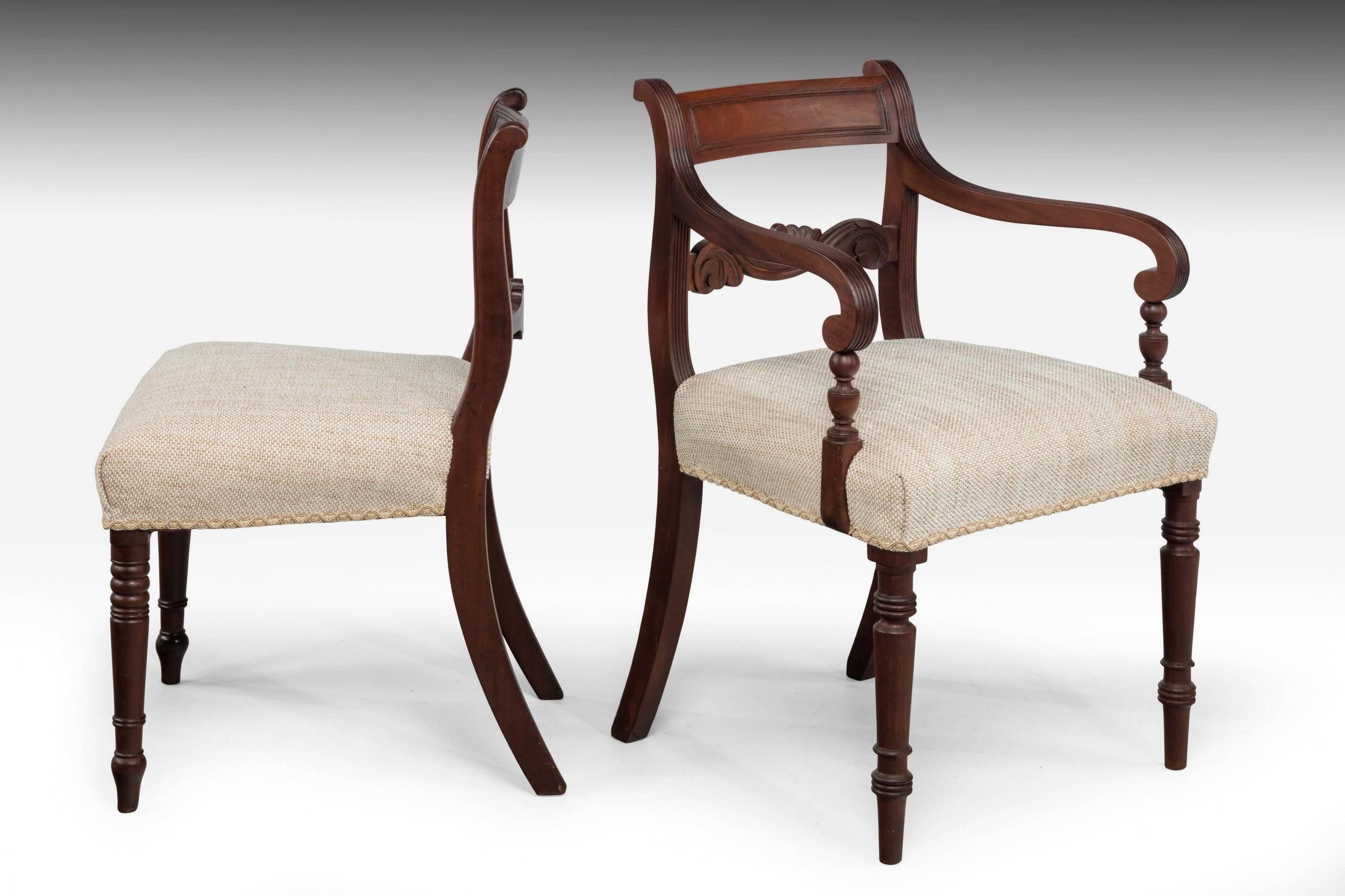 English Set of Eight Regency Period Mahogany Chairs