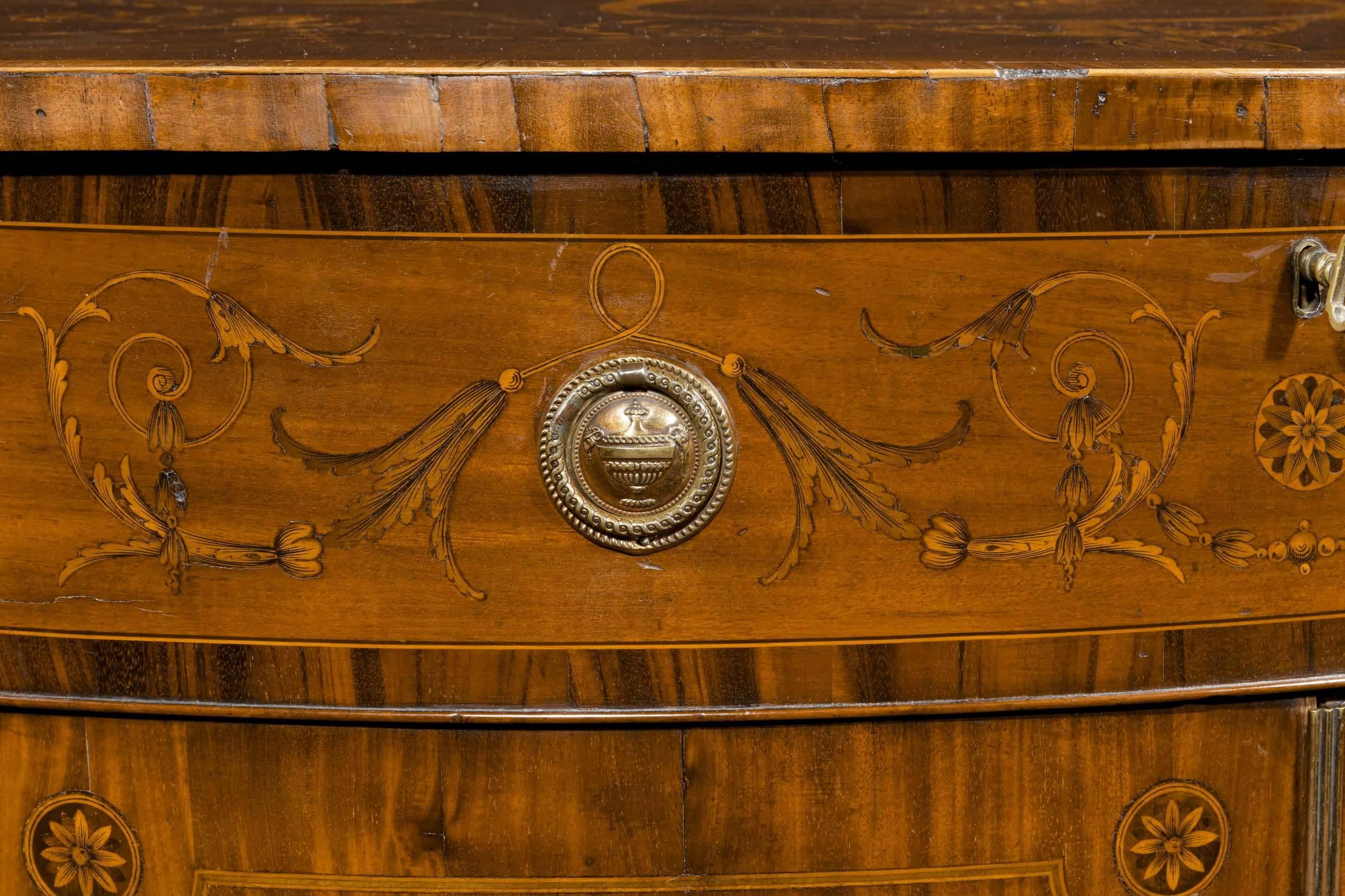 Mahogany Late 18th Century Marquetry Demilune Commode