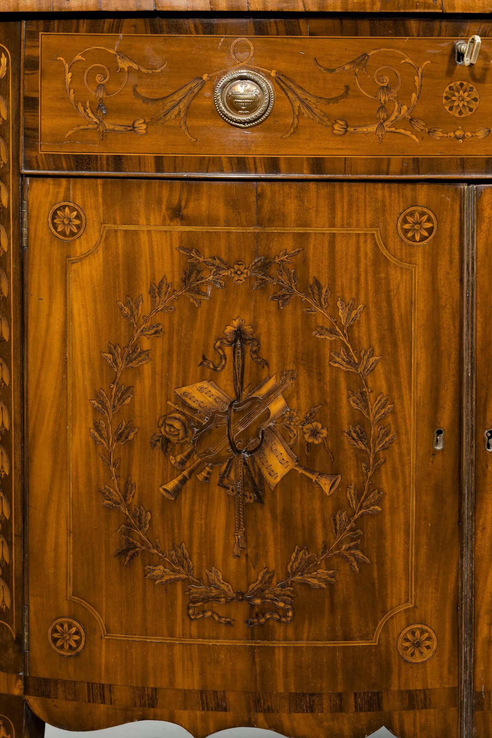 Late 18th Century Marquetry Demilune Commode 1