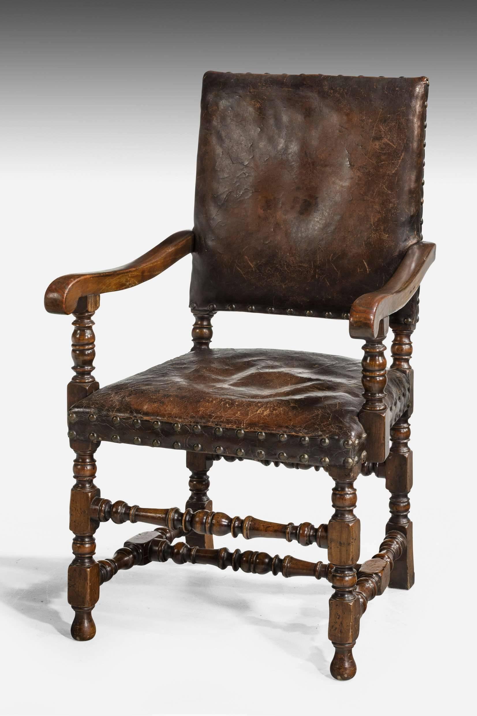 English Set of Eight (Six plus Two) 17th Century Design Oak Chairs