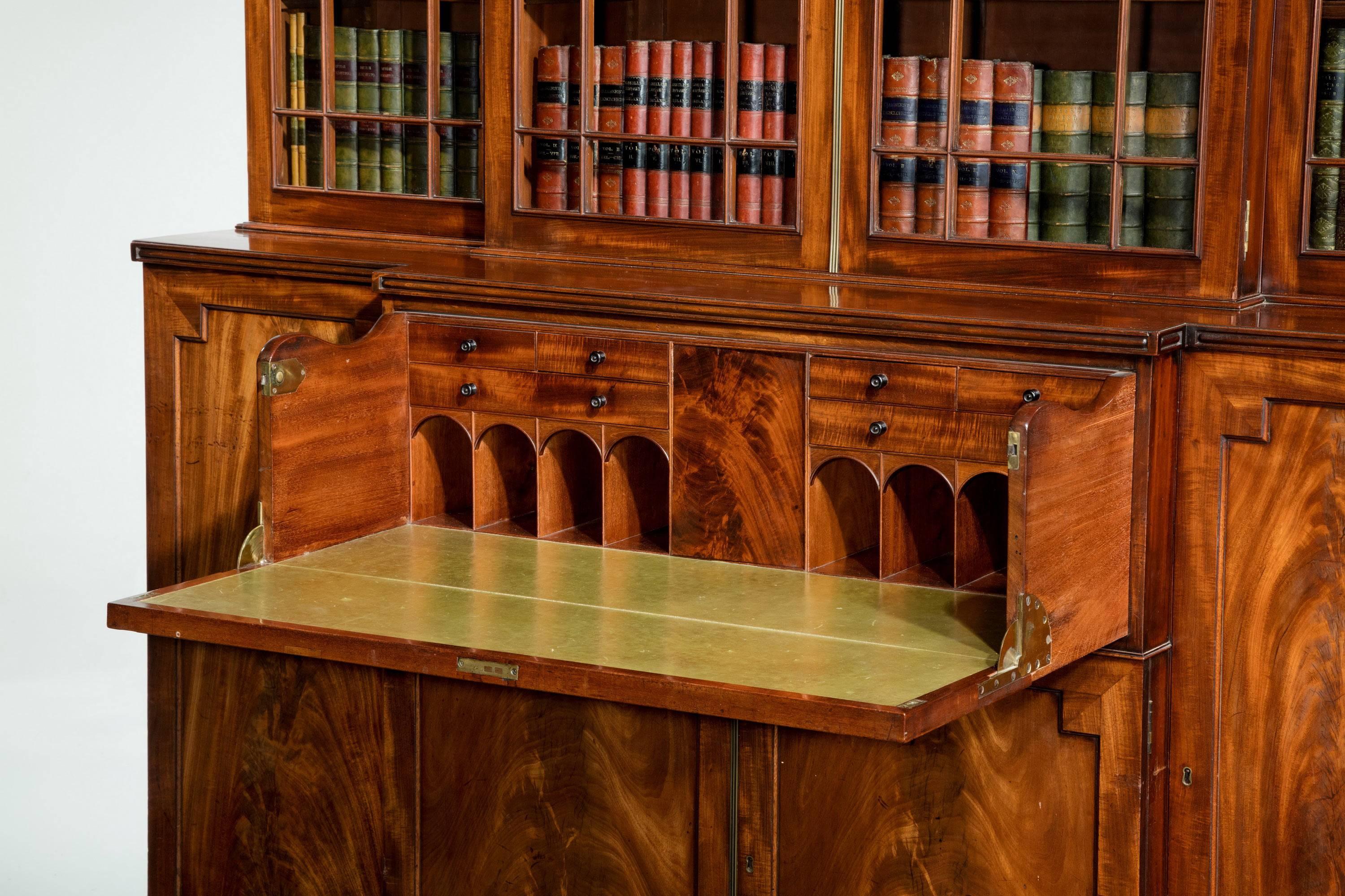 Late Regency Period Mahogany Breakfront Bookcase 1