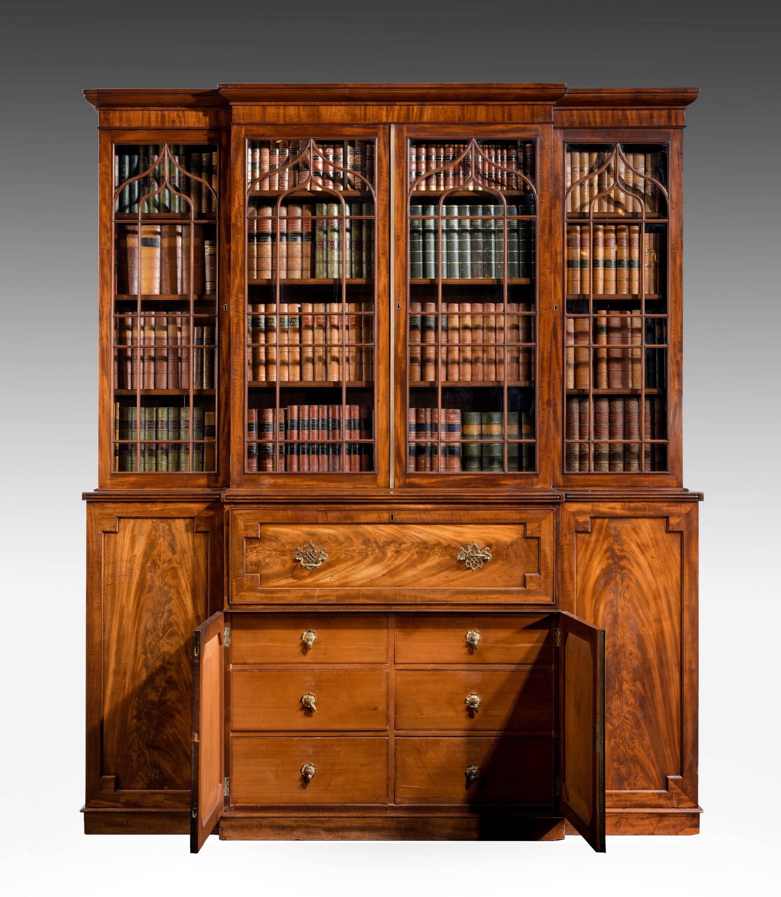 Late Regency Period Mahogany Breakfront Bookcase 2