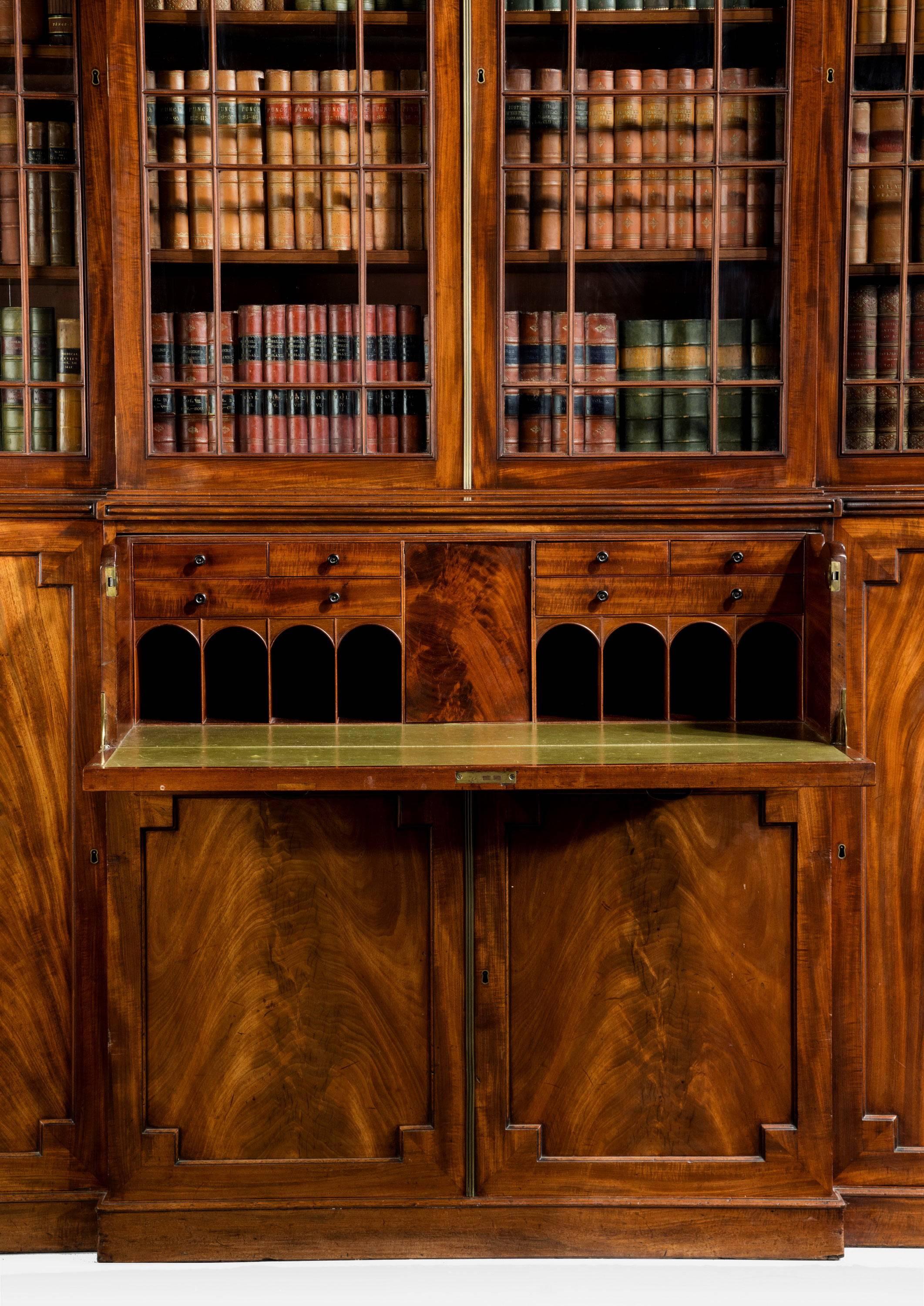 Late Regency Period Mahogany Breakfront Bookcase 3