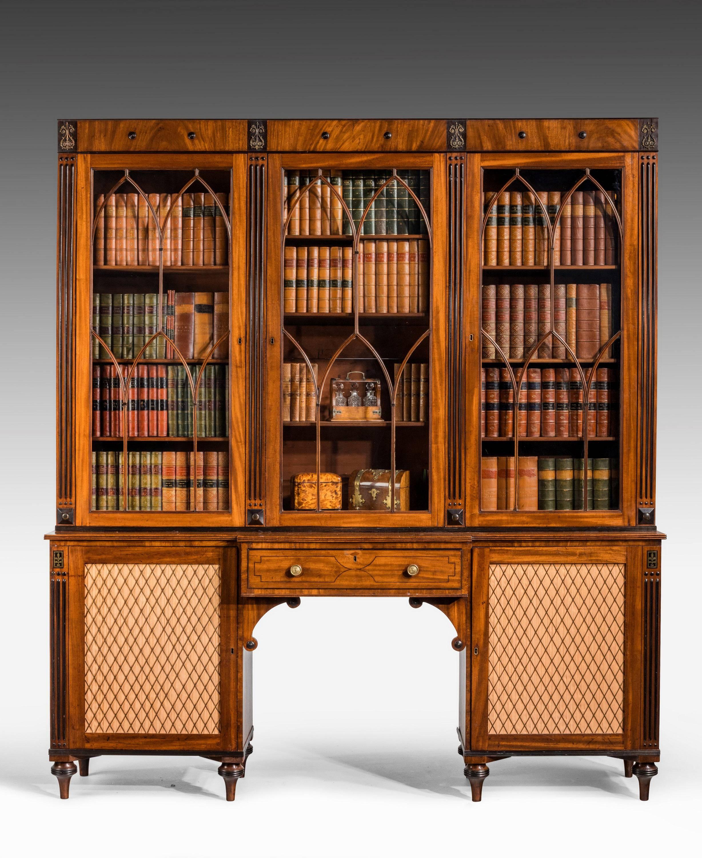 English Regency Period Mahogany Secretaire Library Bookcase
