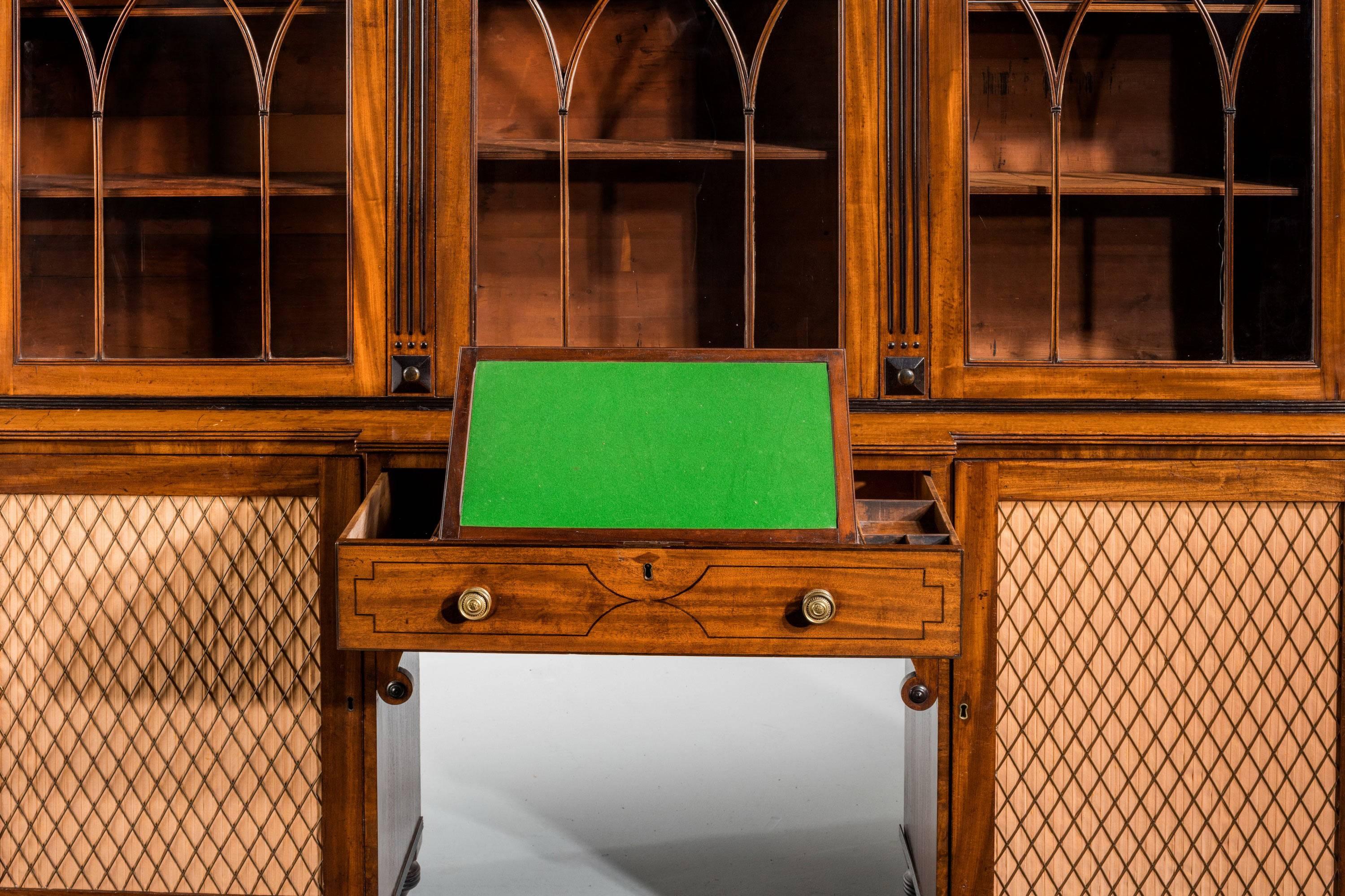 Regency Period Mahogany Secretaire Library Bookcase 1