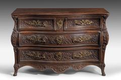 Louis XV Oak Bombe Commode
