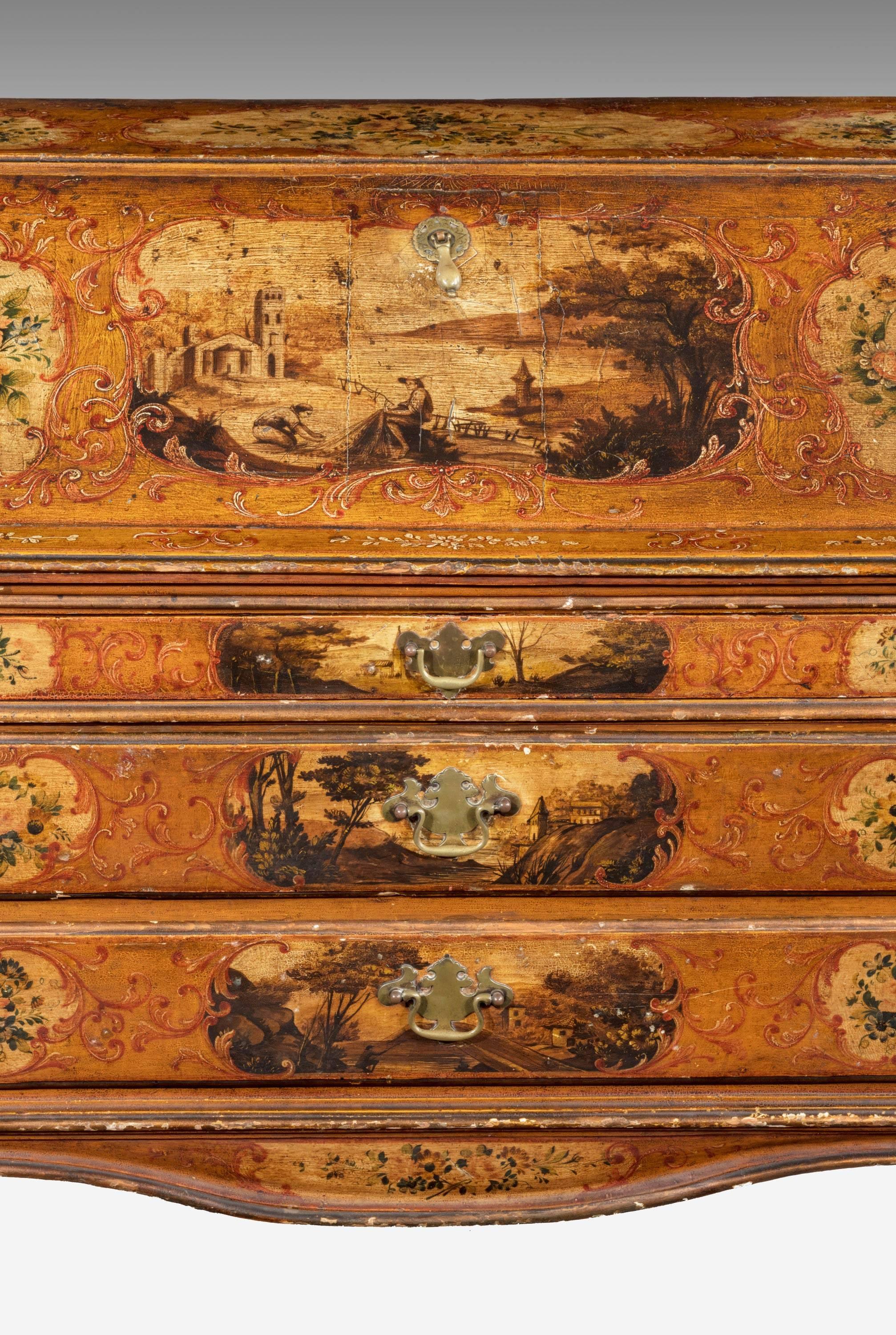Mid-18th Century Venetian Lacquered and Gilded Bureau 3