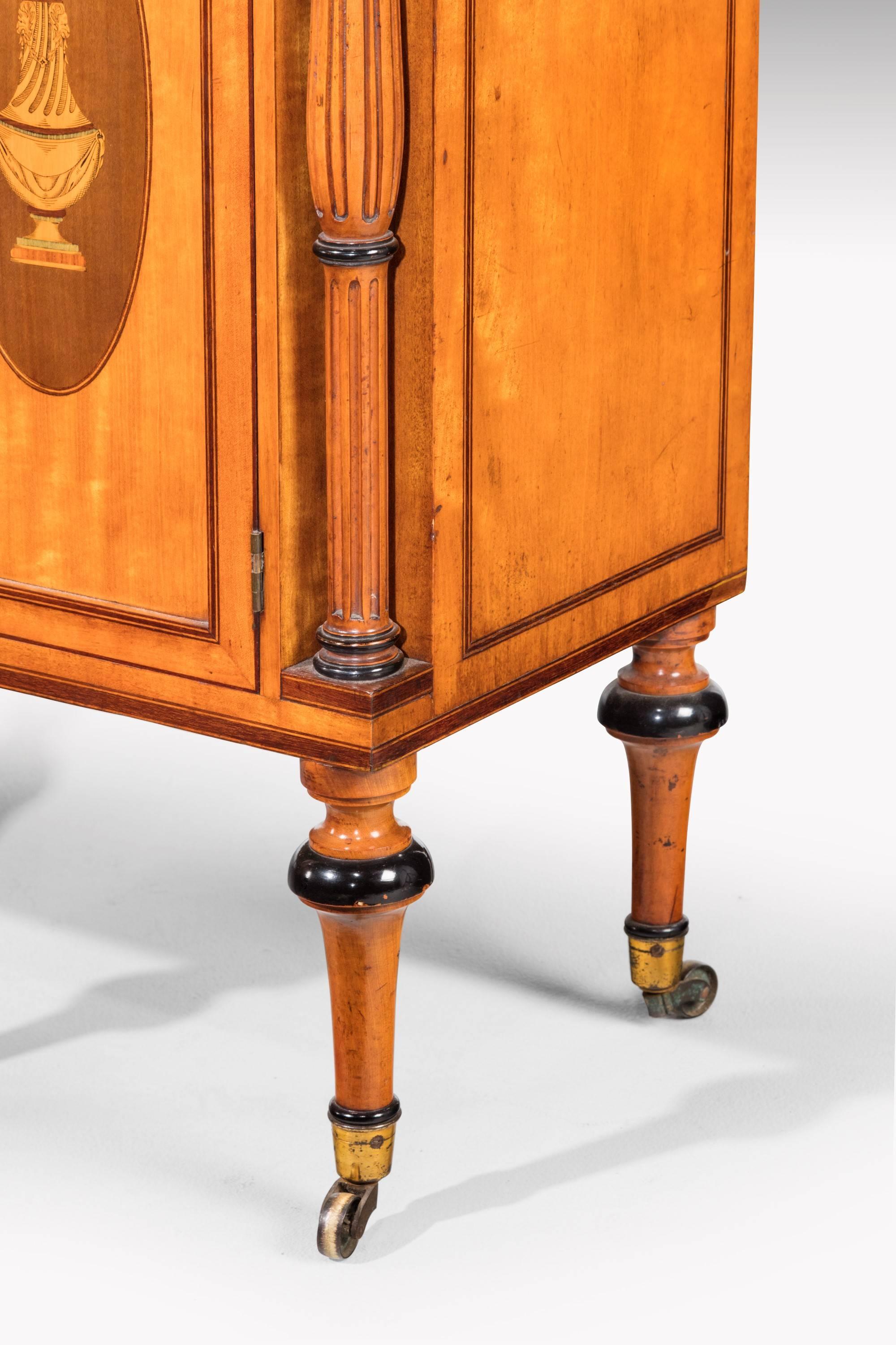 English Pair of Late 19th Century Satinwood Dwarf Cabinets