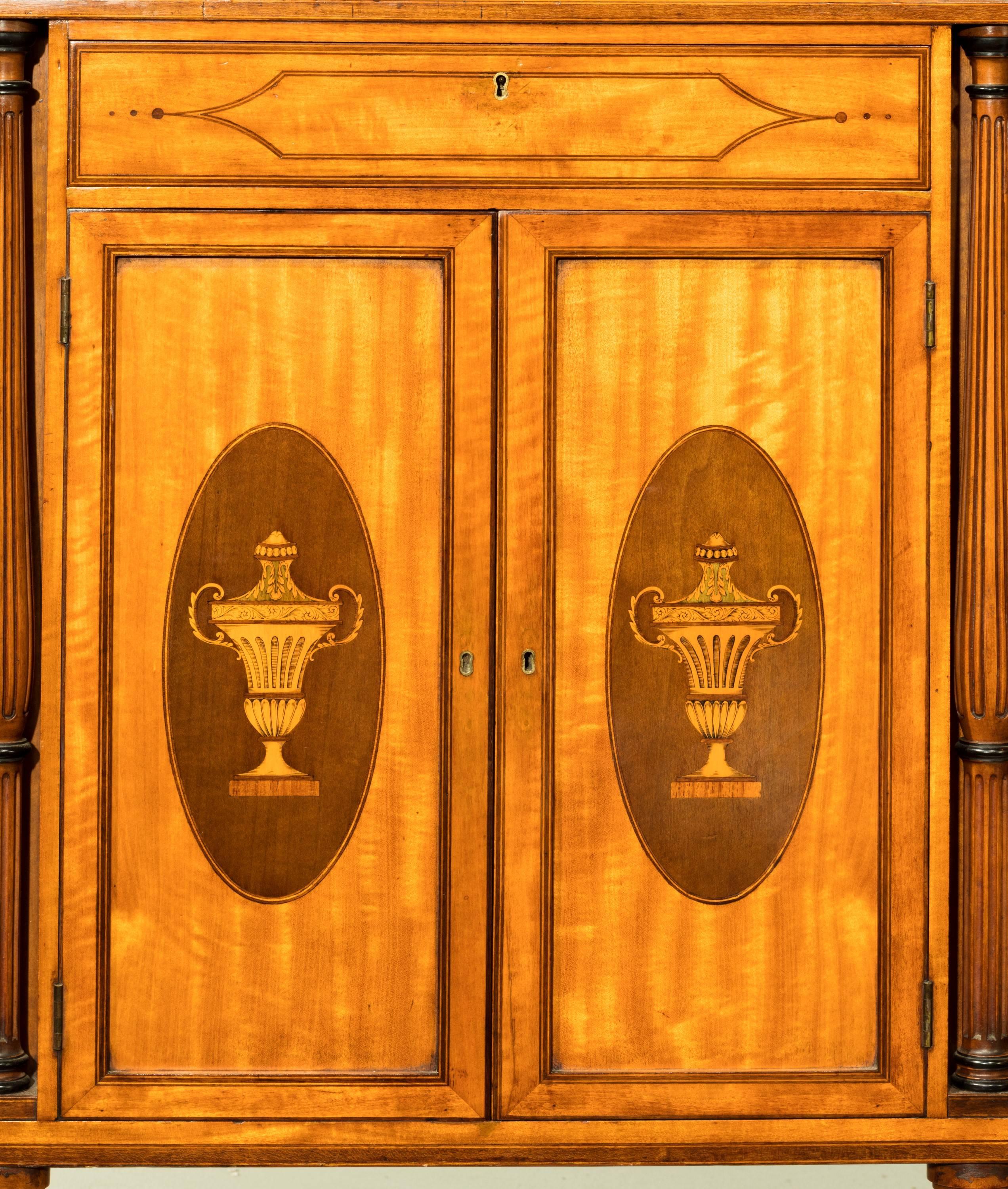 Pair of Late 19th Century Satinwood Dwarf Cabinets 3