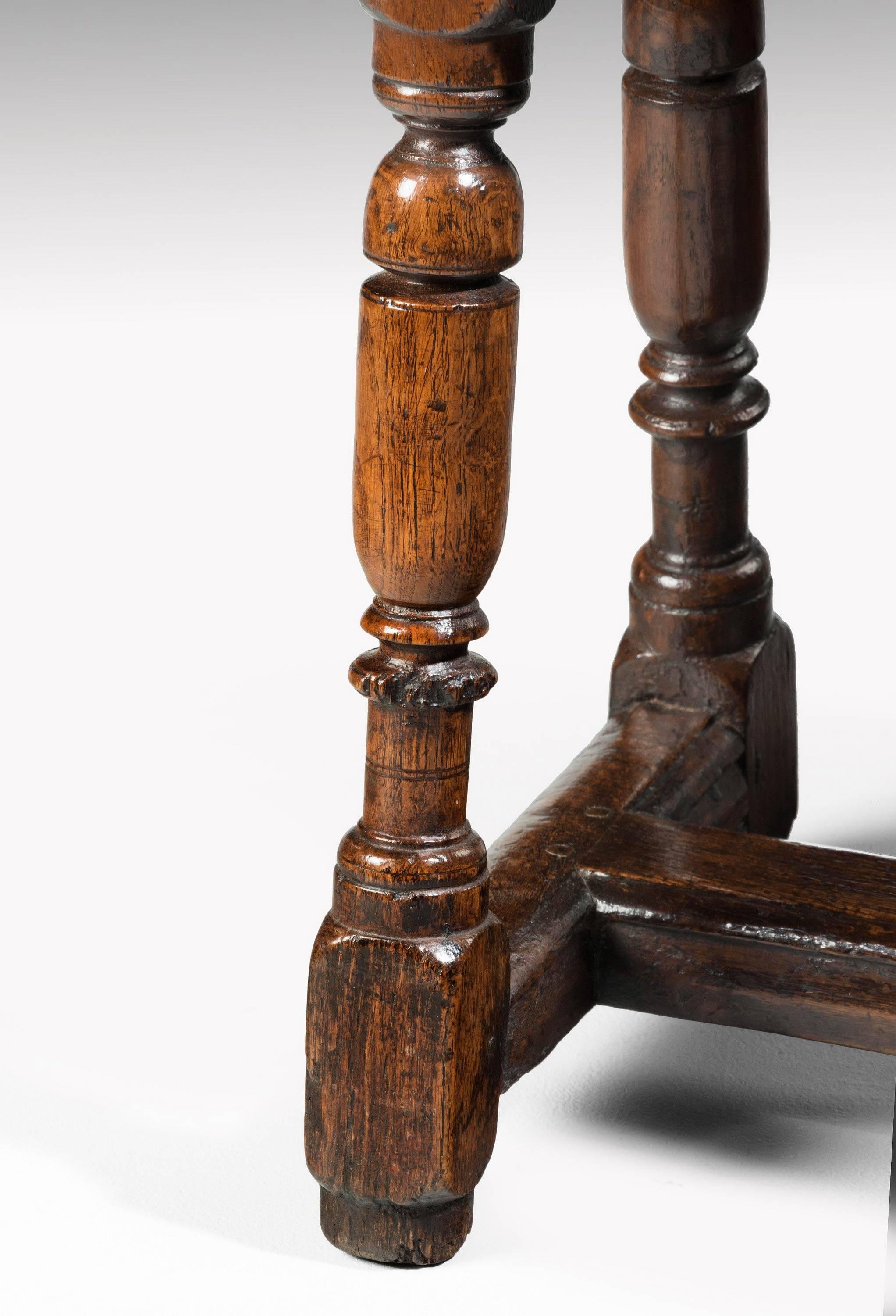 Early 18th Century Oak Joint Stool of Considerable Construction 2