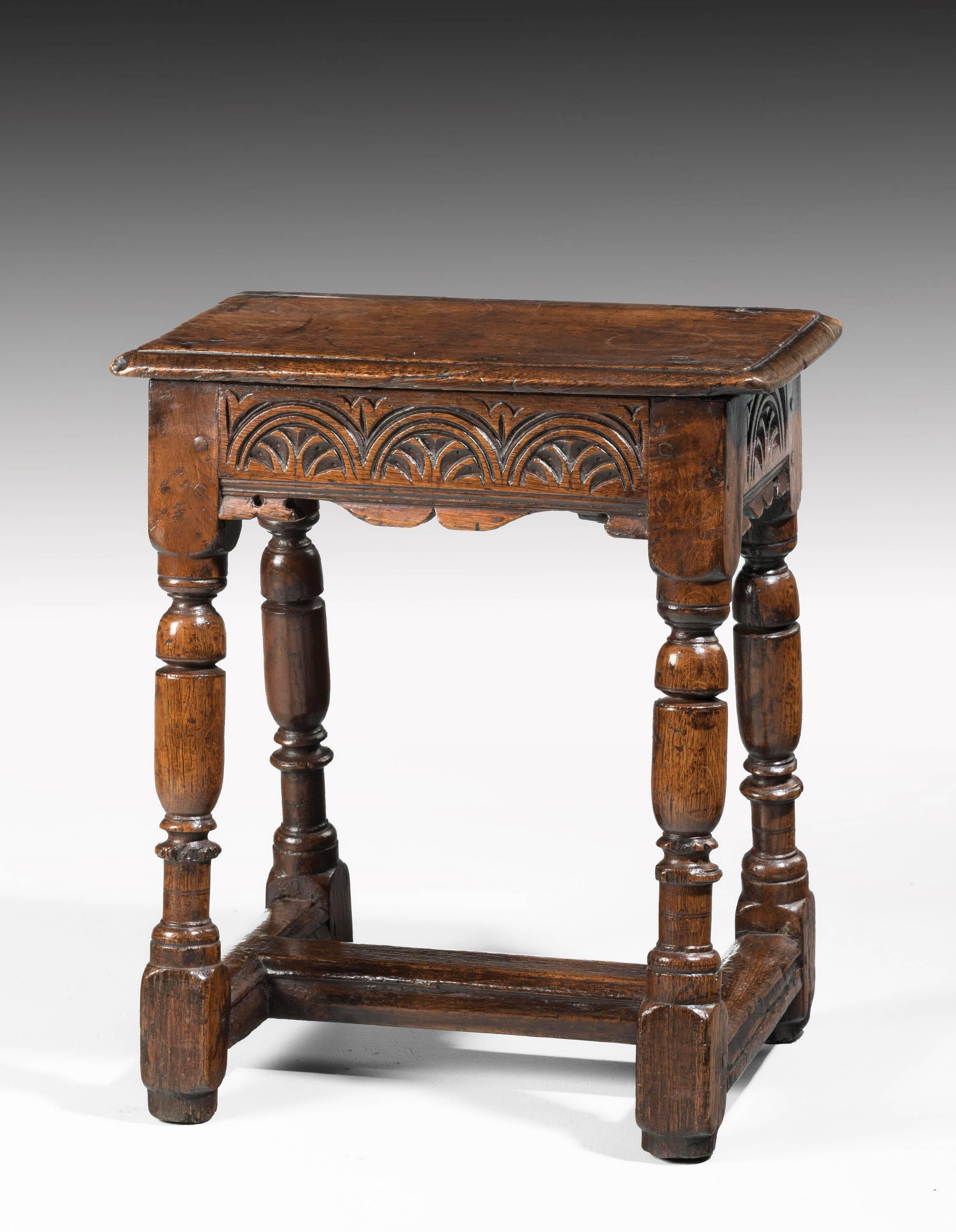 Early 18th Century Oak Joint Stool of Considerable Construction 1