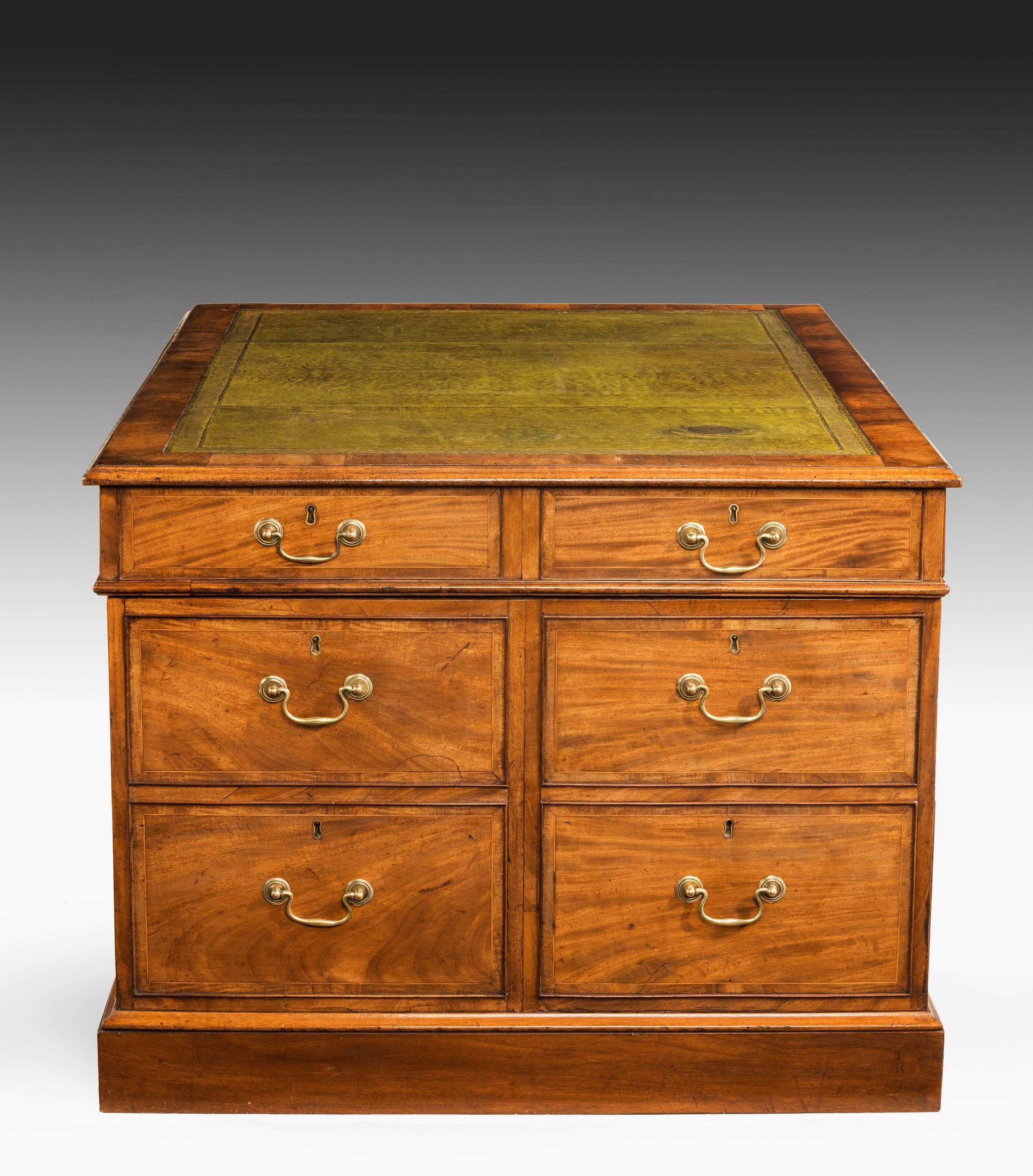 English Chippendale Period Mahogany Partners Desk in Three Sections