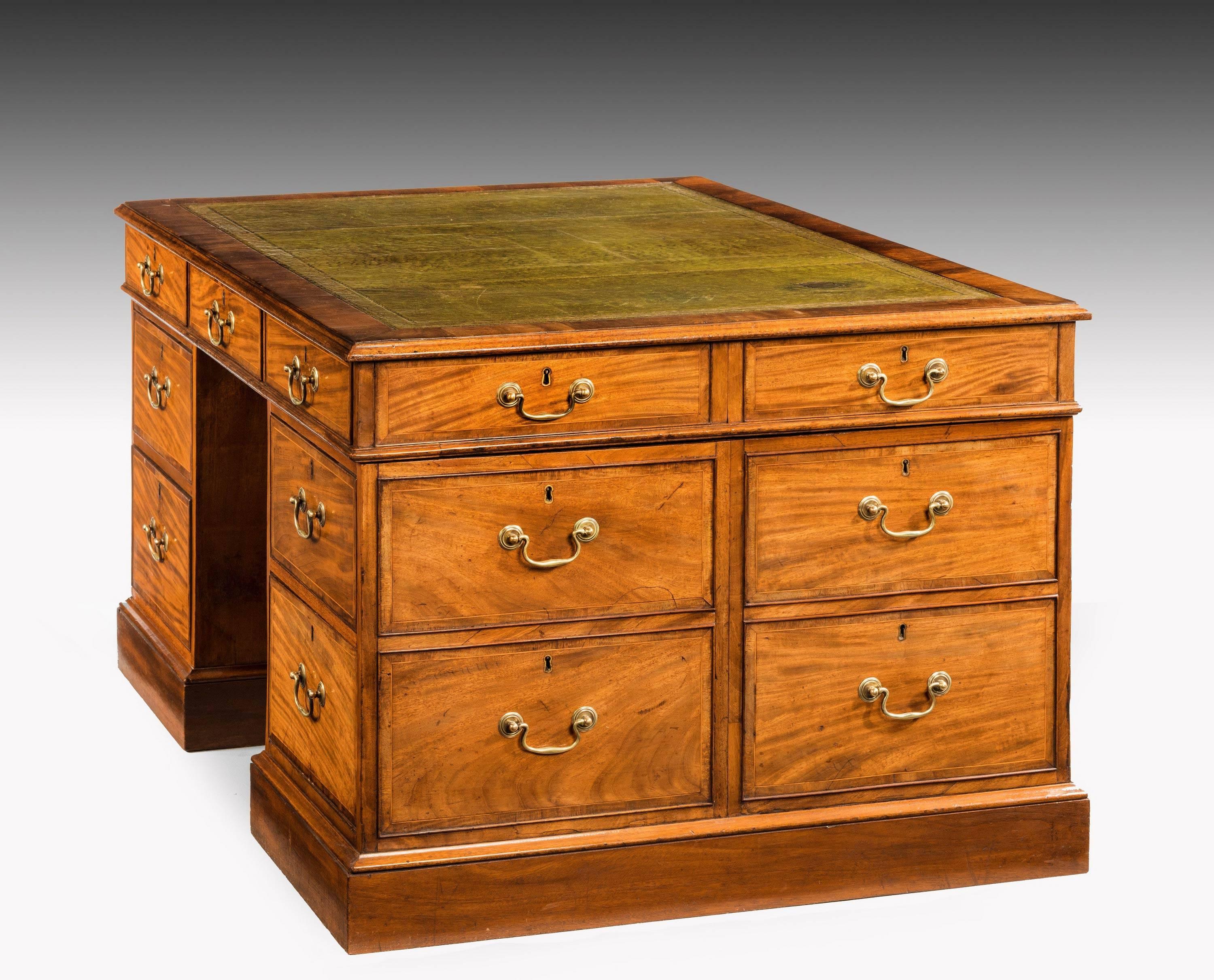 18th Century Chippendale Period Mahogany Partners Desk in Three Sections