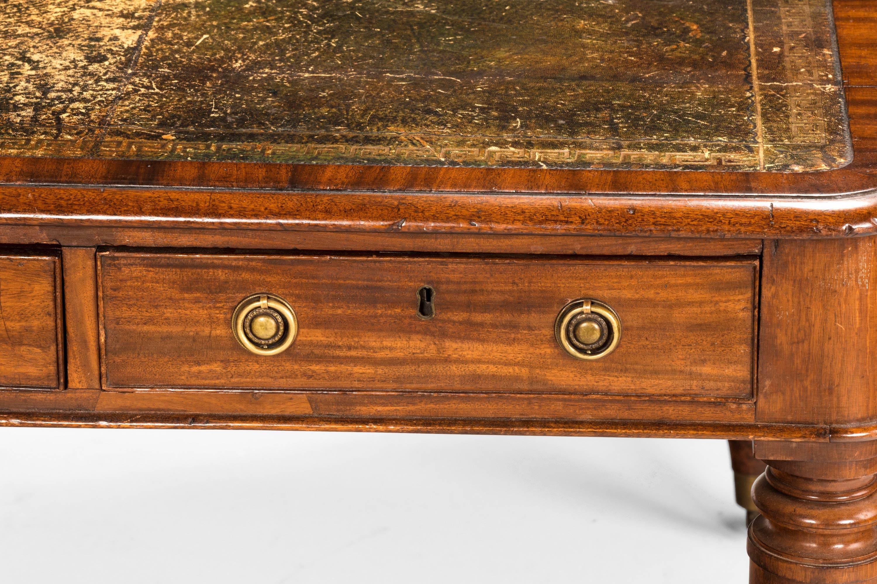 Late Regency Period Mahogany Six-Drawer Library Table 1