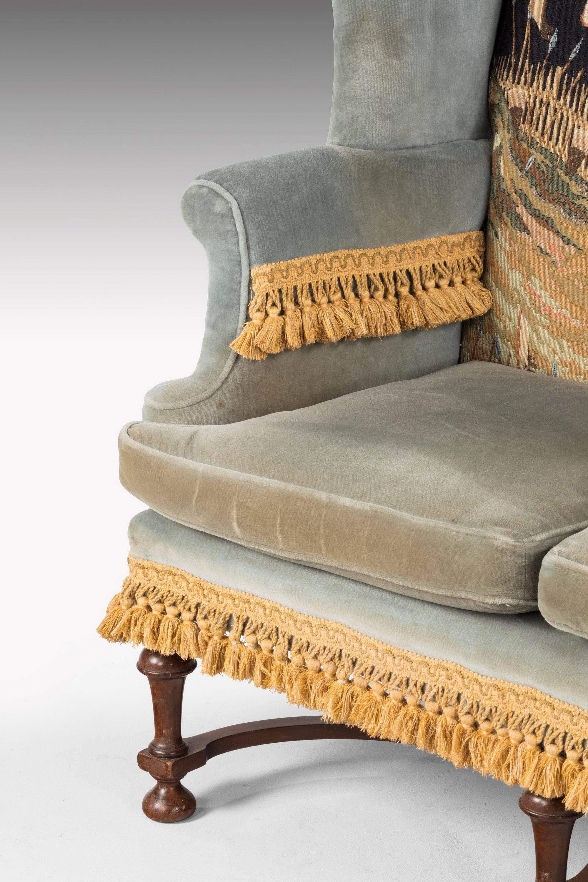 William and Mary Walnut Style Sofa with a Tapestry of a Horseman In Excellent Condition In Peterborough, Northamptonshire