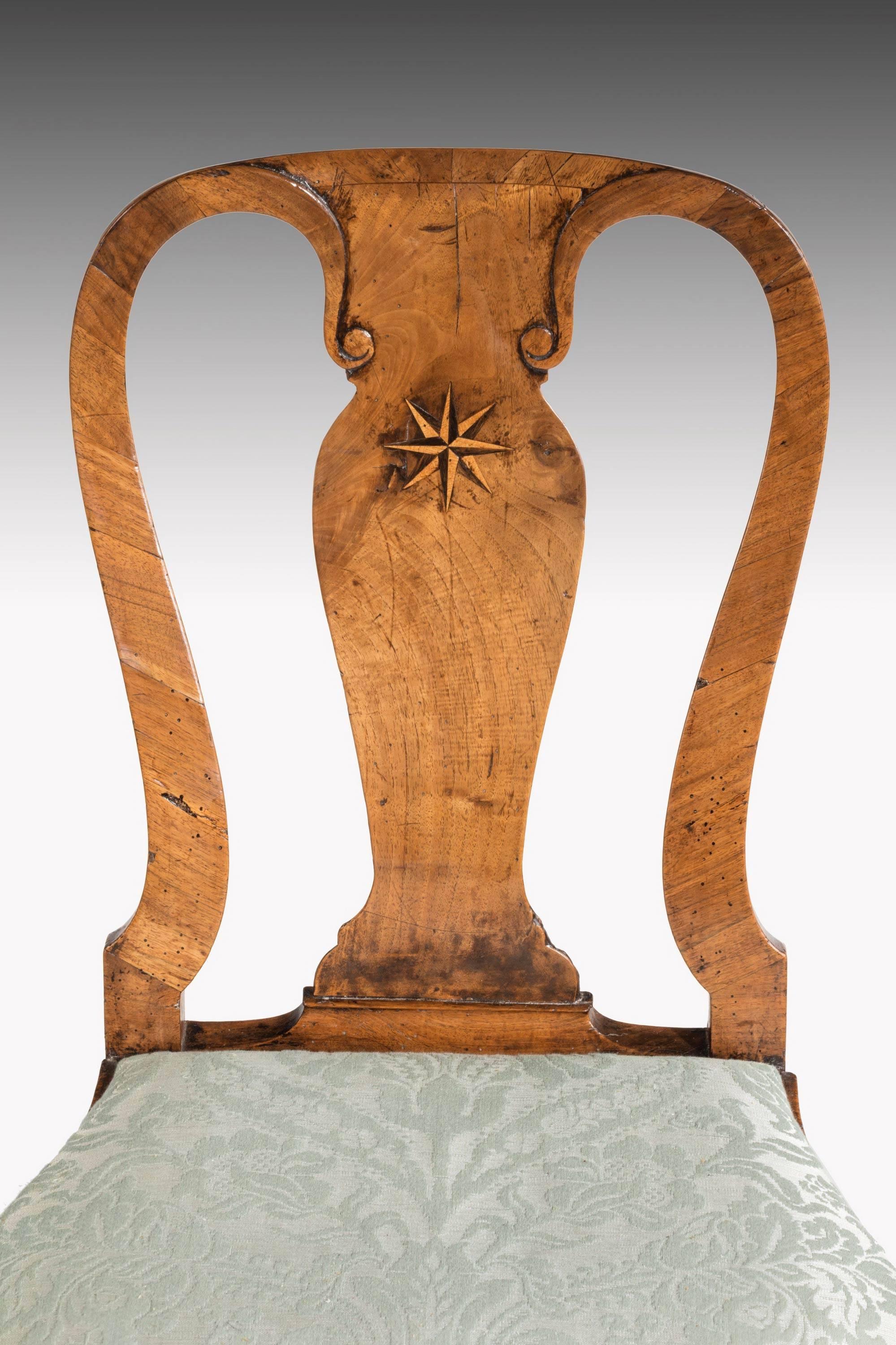 English Queen Anne Period Walnut Single Chair