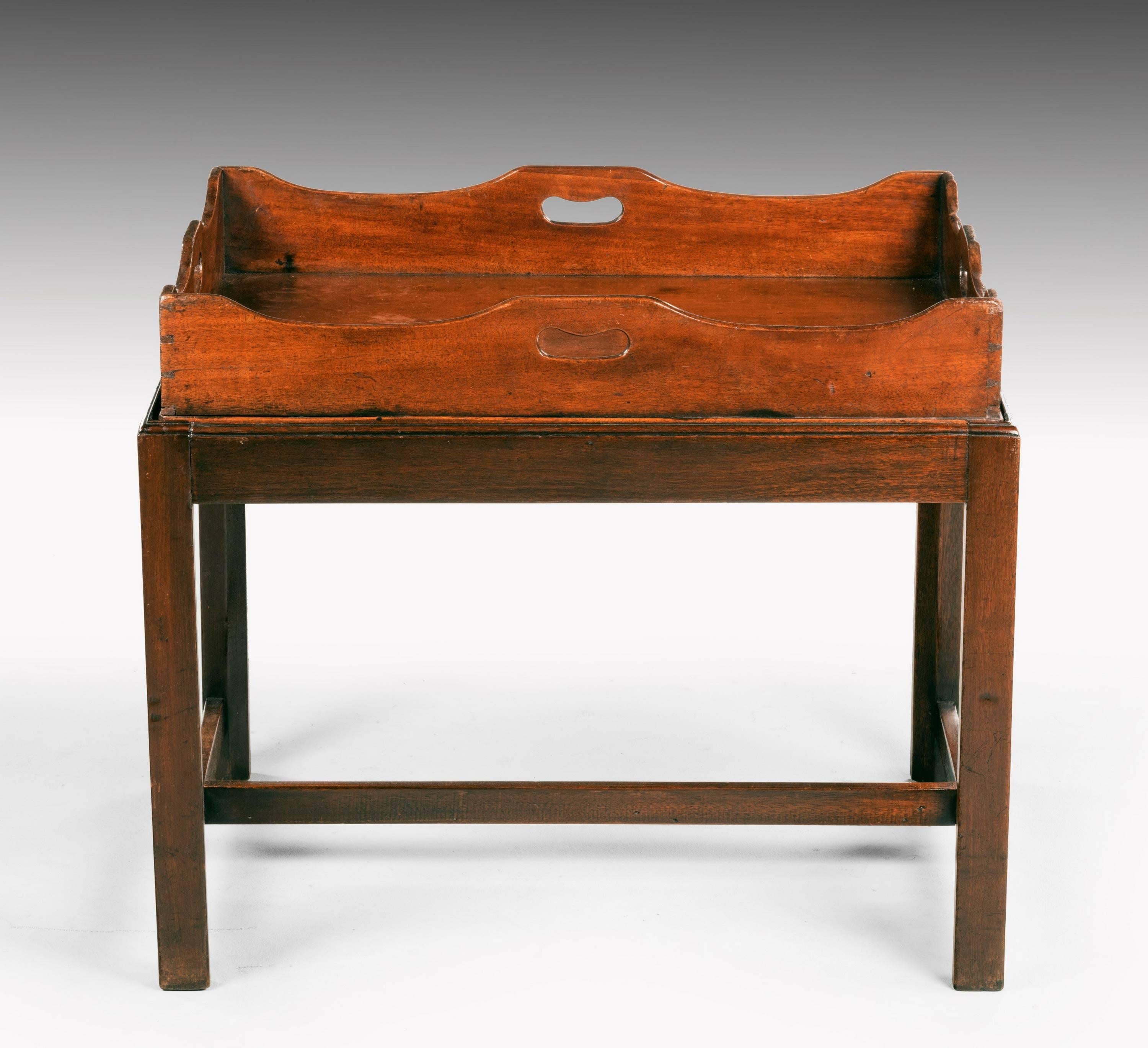 English George III Period Mahogany Tray with a Shaped and Swept Border