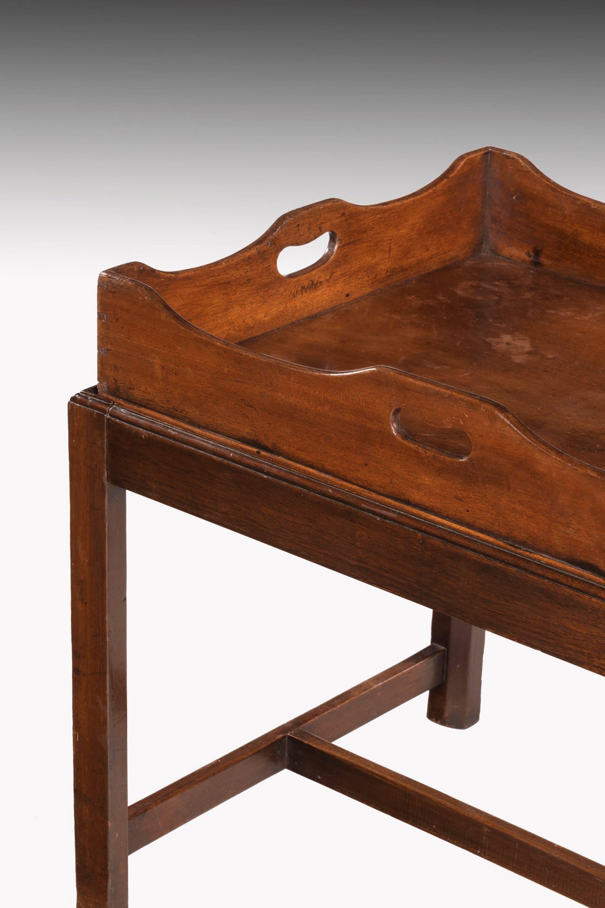 18th Century George III Period Mahogany Tray with a Shaped and Swept Border